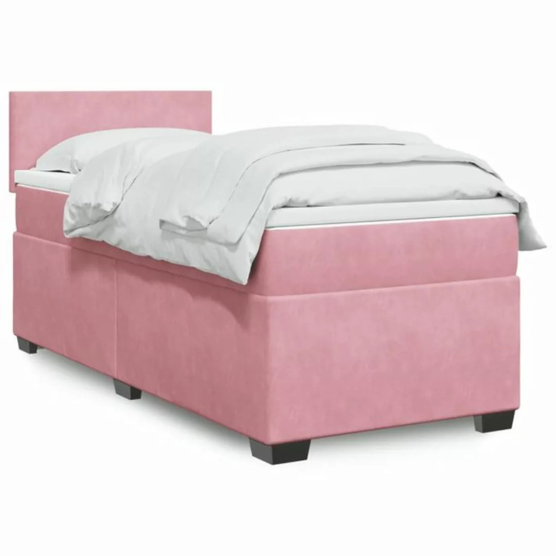 vidaXL Boxspringbett, Boxspringbett mit Matratze Rosa 100x200 cm Samt günstig online kaufen