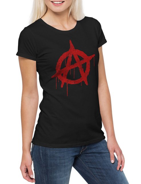 Urban Backwoods Print-Shirt Anarchy A Vintage Logo Damen T-Shirt Rock Gothi günstig online kaufen