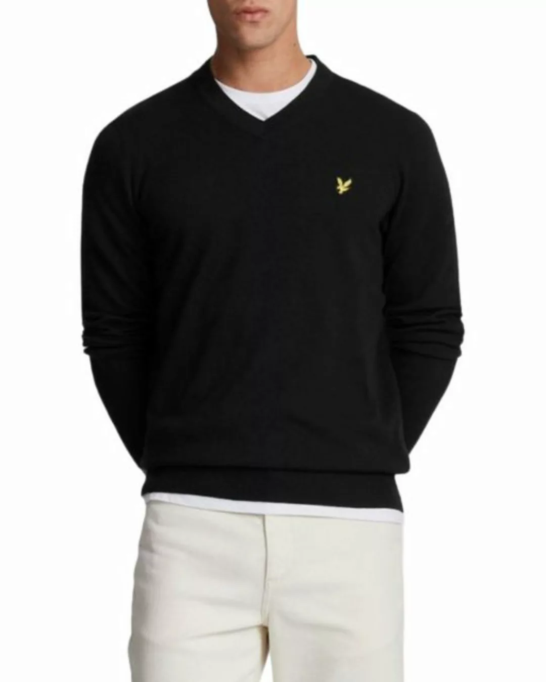 Lyle & Scott V-Ausschnitt-Pullover V-Ausschnitt, Gerippte Bündchen günstig online kaufen