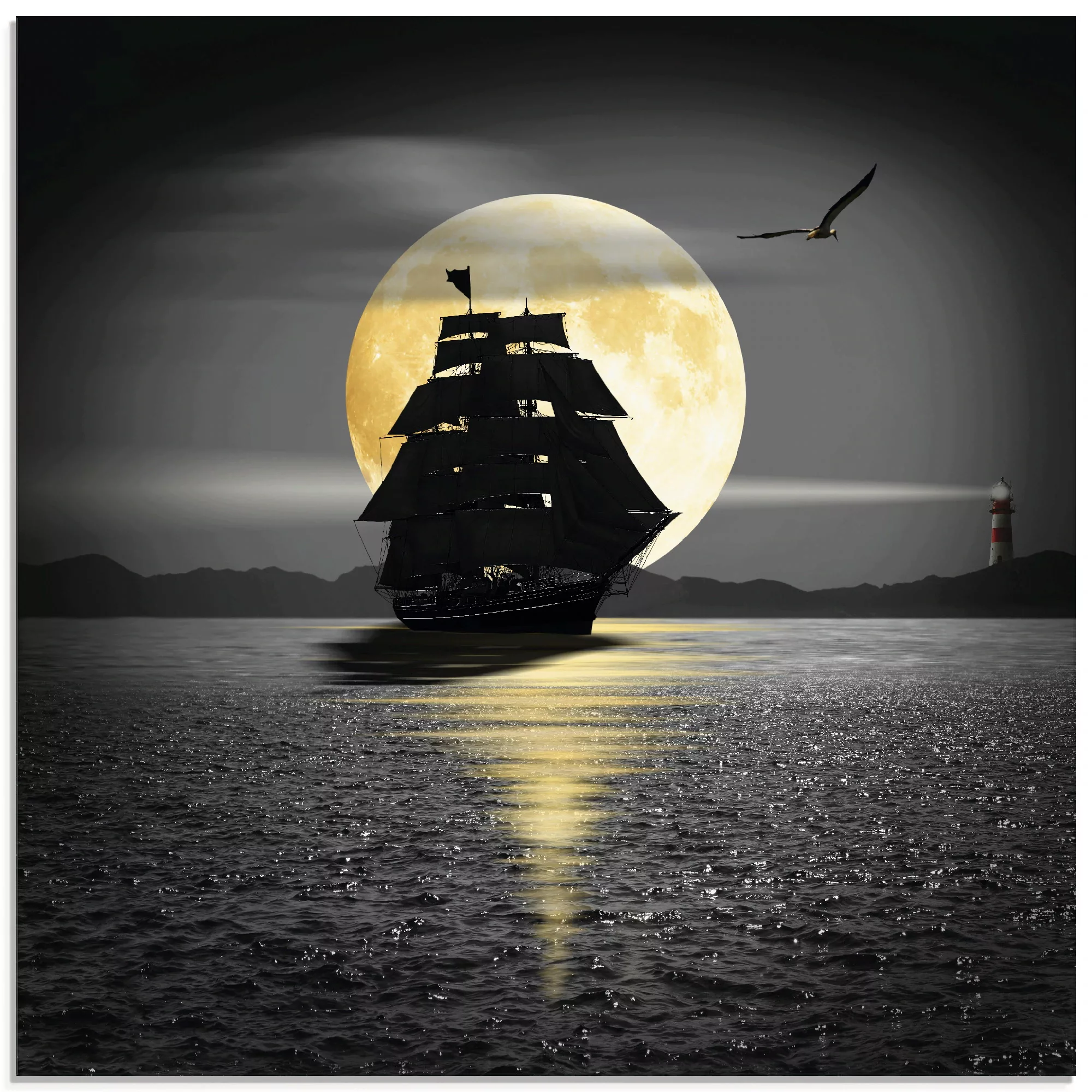Artland Glasbild »Ein Schiff mit schwarzen Segeln«, Boote & Schiffe, (1 St. günstig online kaufen