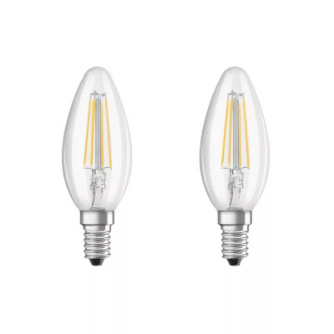 Osram LED Lampe ersetzt 40W E14 Kerze - B35 in Transparent 4W 470lm 2700K 2 günstig online kaufen