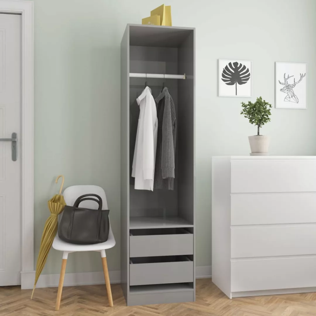 Kleiderschrank Mit Schubladen Hochglanz-grau 50×50×200 Cm günstig online kaufen