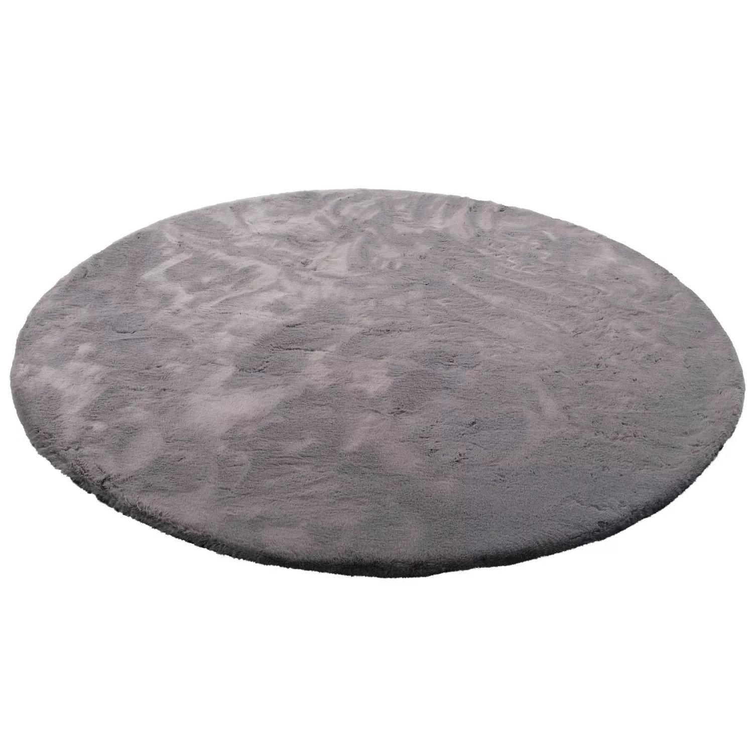 Pergamon Luxus Super Soft Fellteppich Plush Rund Grau 120x120cm günstig online kaufen