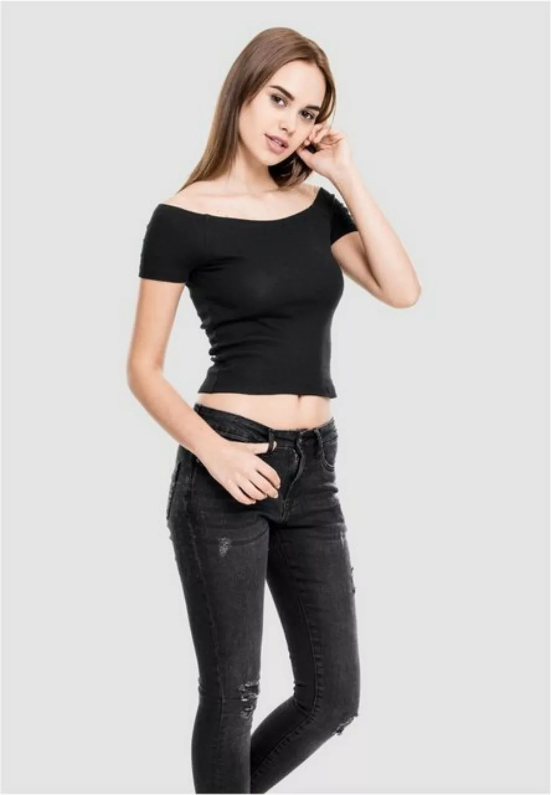 URBAN CLASSICS T-Shirt TB1500 - Ladies Off Shoulder Rib Tee black M günstig online kaufen