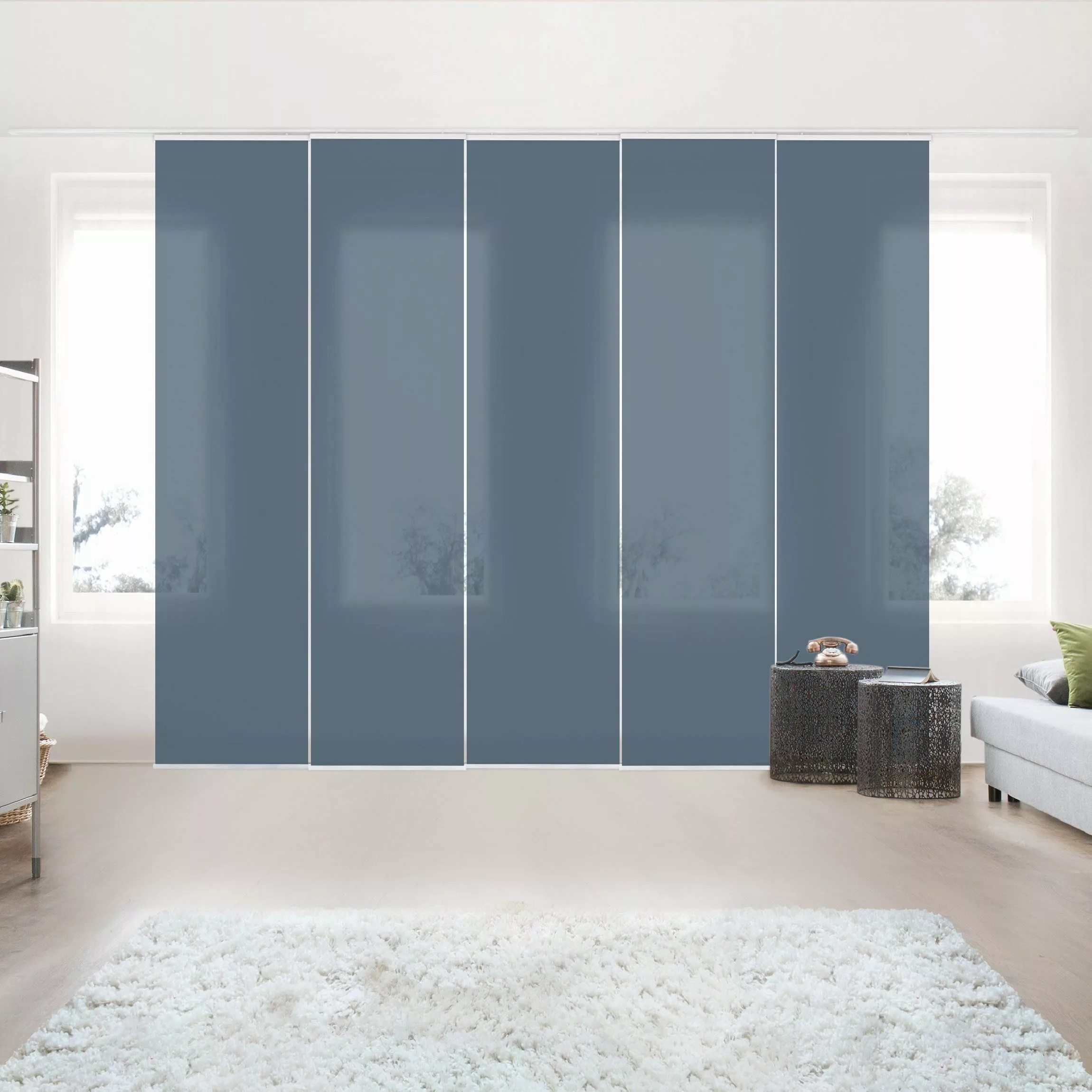 Bilderdepot24 Schiebegardine modern Flächenvorhang blickdicht Schieferblau, günstig online kaufen