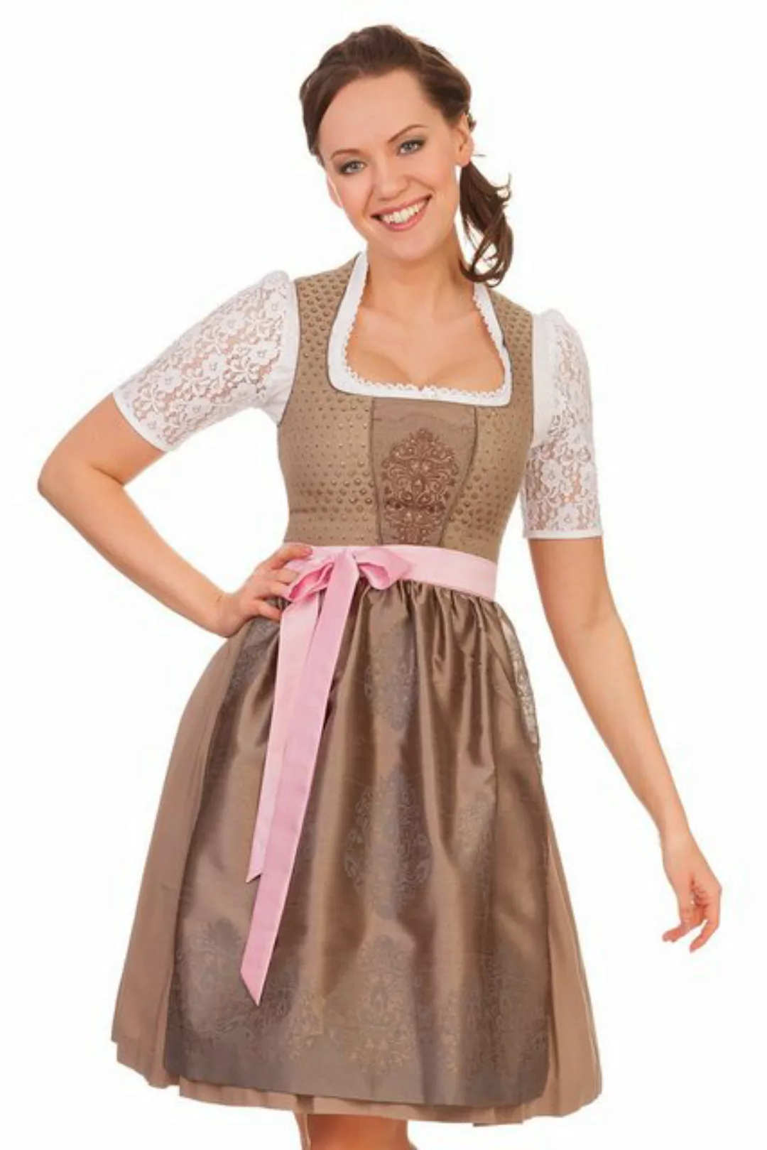 Spieth & Wensky Dirndl Midi Dirndl 2tlg. - FELLANO - anthrazit, nuss günstig online kaufen