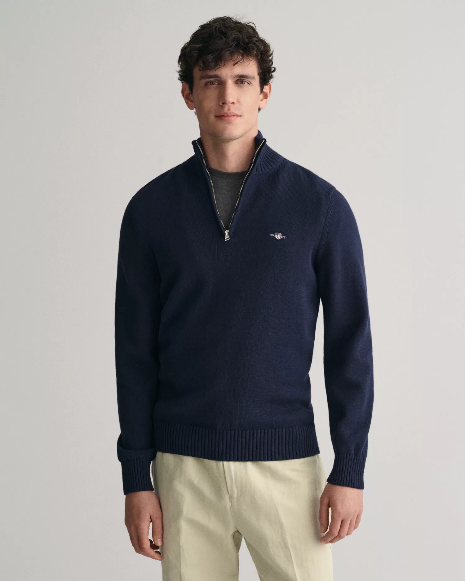 Gant Troyer CASUAL COTTON HALF ZIP mit grafischer Logostickerei auf der Bru günstig online kaufen