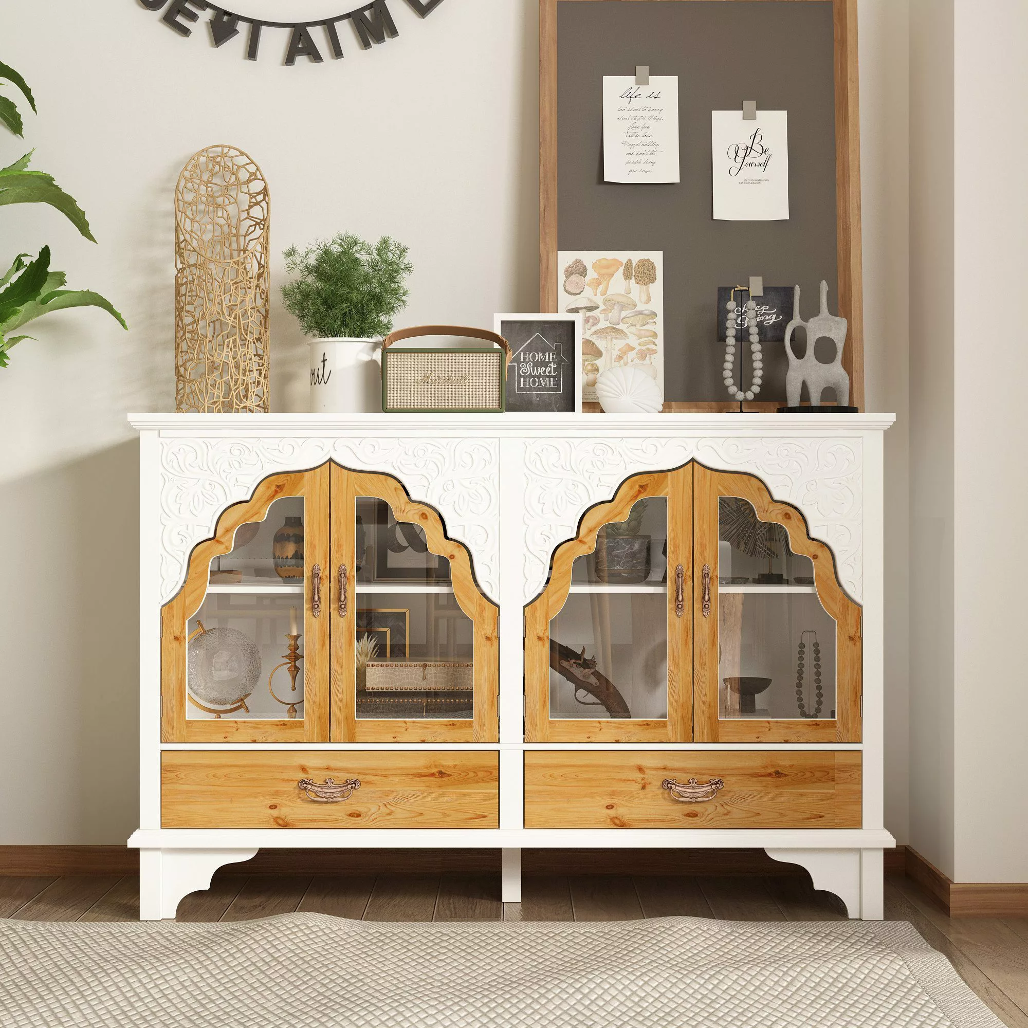 FUFU&GAGA Sideboard Komodenschrank mit 4 Türen günstig online kaufen