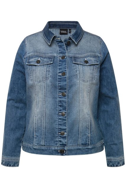 Ulla Popken Jeansjacke Jeansjacke Streifen Hemdkragen Knopfleiste günstig online kaufen