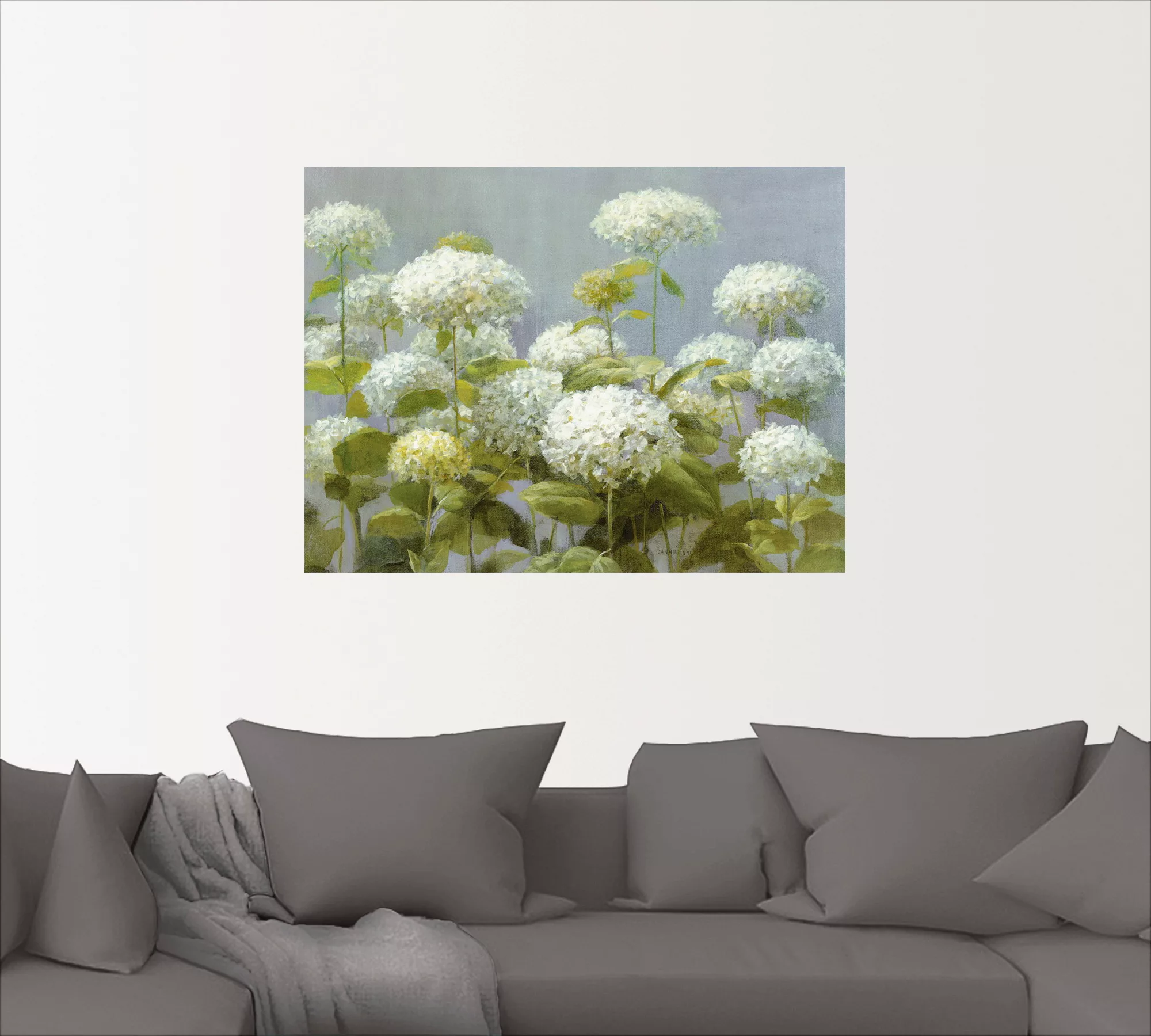 Artland Wandbild "Weißer Hortensien Garten", Blumen, (1 St.), als Leinwandb günstig online kaufen