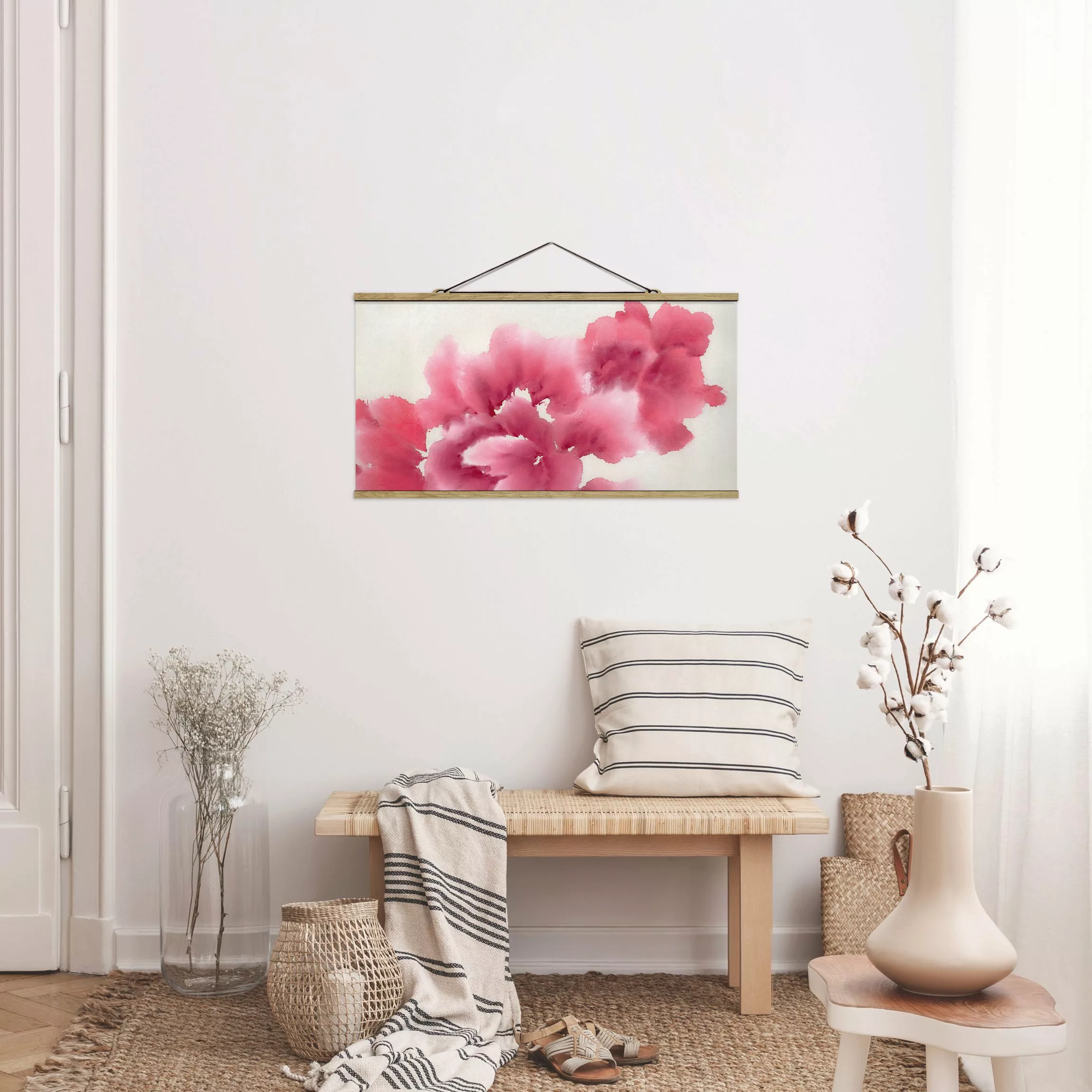 Stoffbild Blumen mit Posterleisten - Querformat Künstlerische Flora I günstig online kaufen
