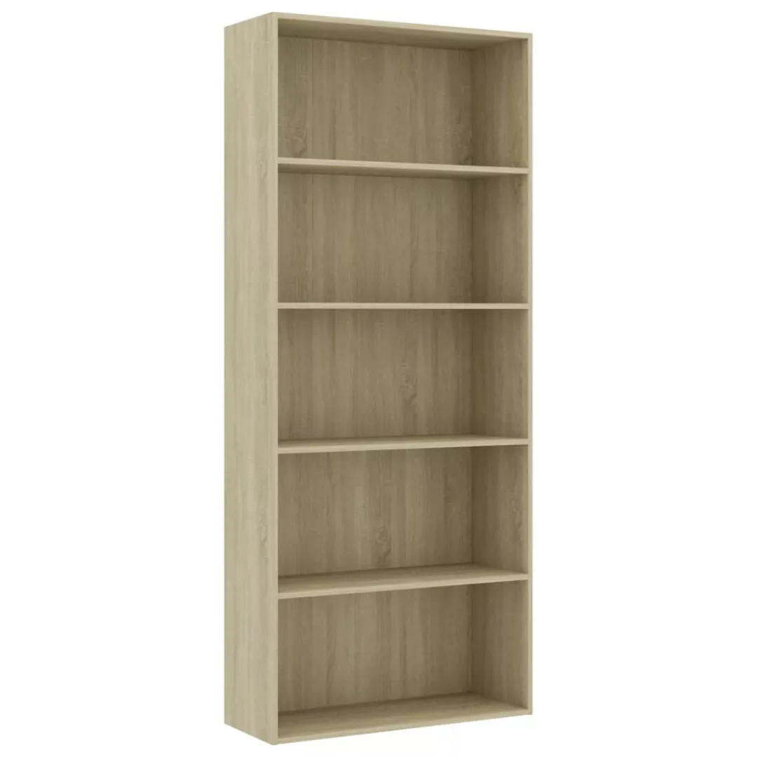 Bücherregal 5 Fächer Sonoma-eiche 80 X 30 X 189 Cm Spanplatte günstig online kaufen