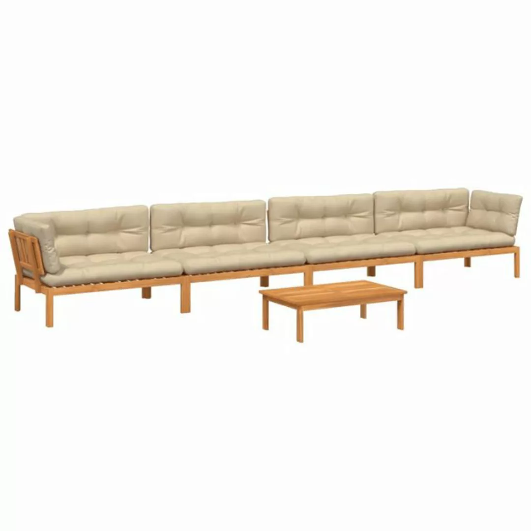 vidaXL Loungesofa 5-tlg. Garten-Sofagarnitur aus Paletten mit Kissen nholz, günstig online kaufen