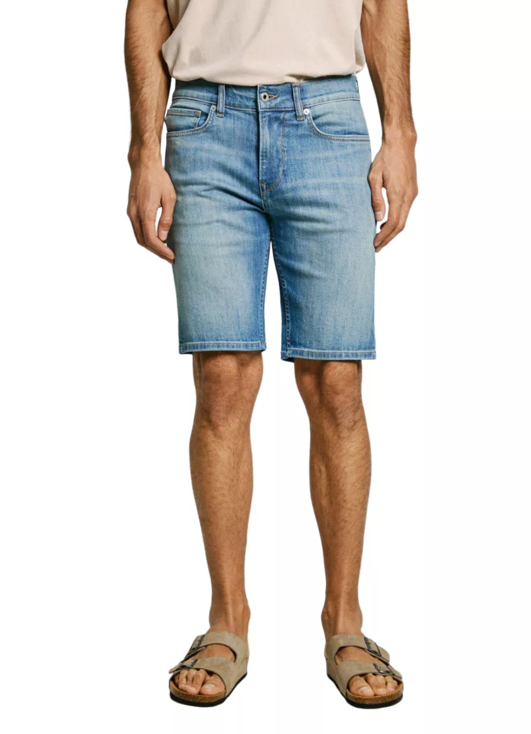 Pepe Jeans Herren Jeans Short SLIM SHORT HATCH - Mid Waist Slim Fit - Blau günstig online kaufen