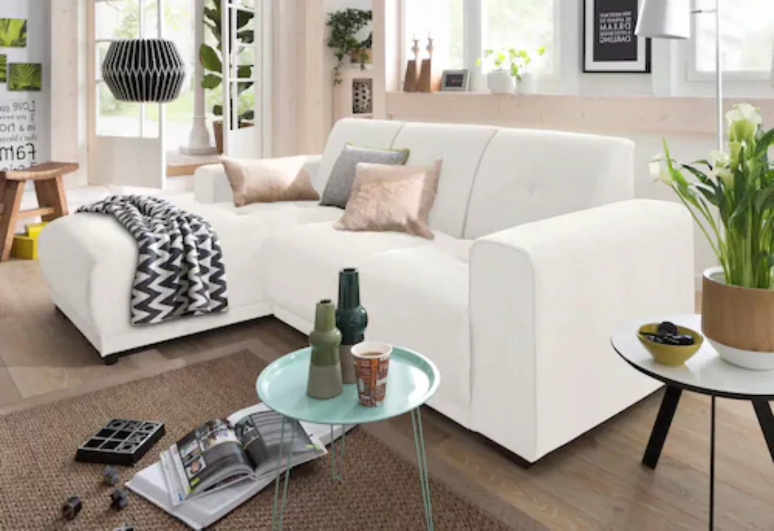 Home affaire Ecksofa »Langeland L-Form«, incl. 2 Zierkissen, Recamiere wahl günstig online kaufen