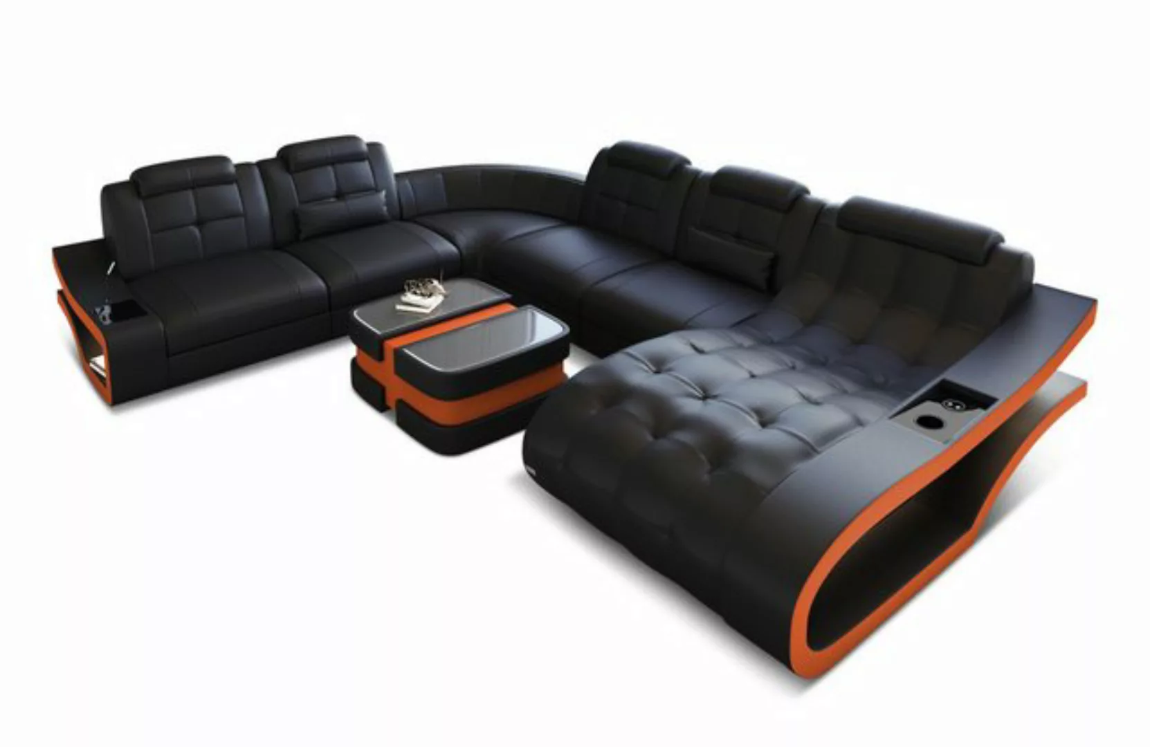 Sofa Dreams Wohnlandschaft Leder Sofa Elegante XXL Form Ledersofa Couch, wa günstig online kaufen