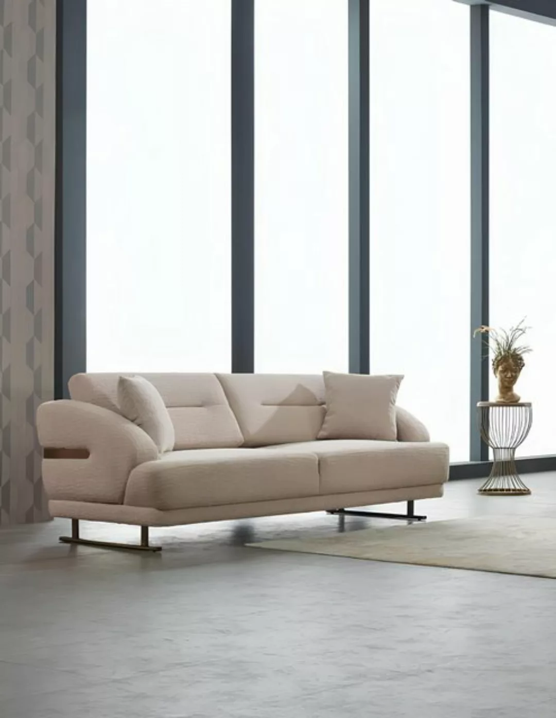 JVmoebel Sofa Dreisitzer Sofa 3 Sitzer Stoffsofa Polstersofa Couch Beige Mo günstig online kaufen