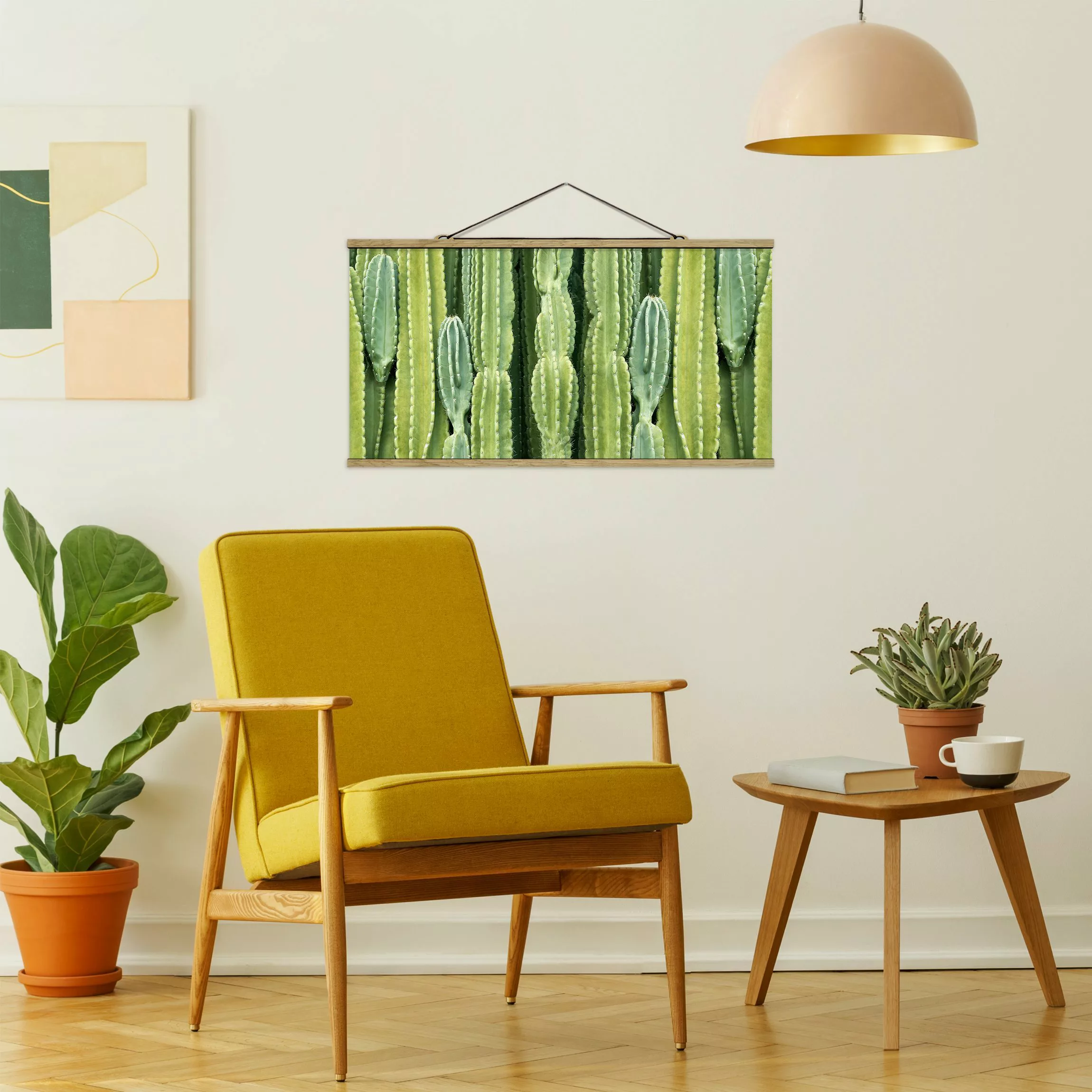 Stoffbild Blumen mit Posterleisten - Querformat Kaktus Wand günstig online kaufen