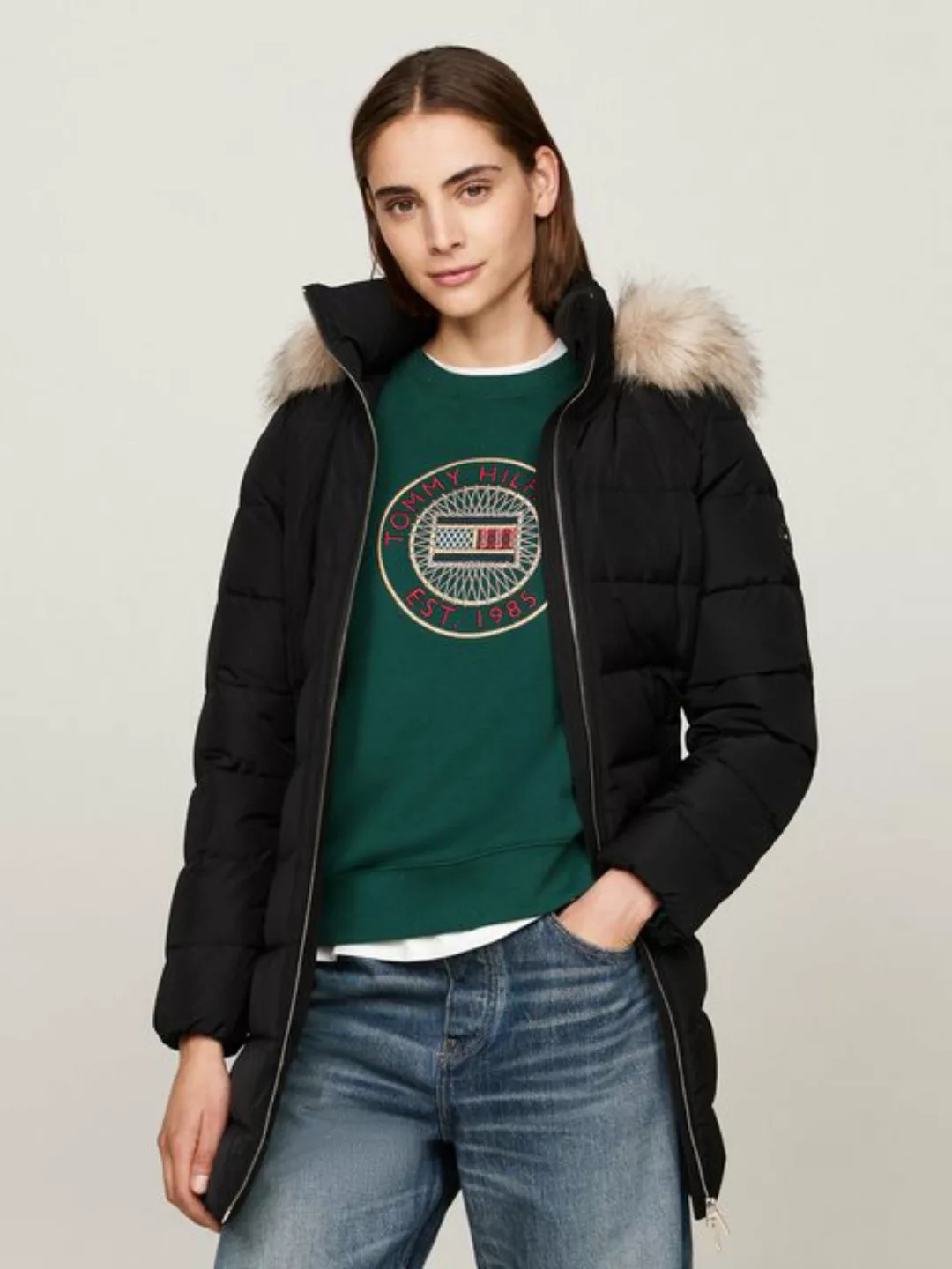 Tommy Hilfiger Steppmantel "HERITAGE DOWN TYRA COAT WITH FUR", mit Fellimit günstig online kaufen