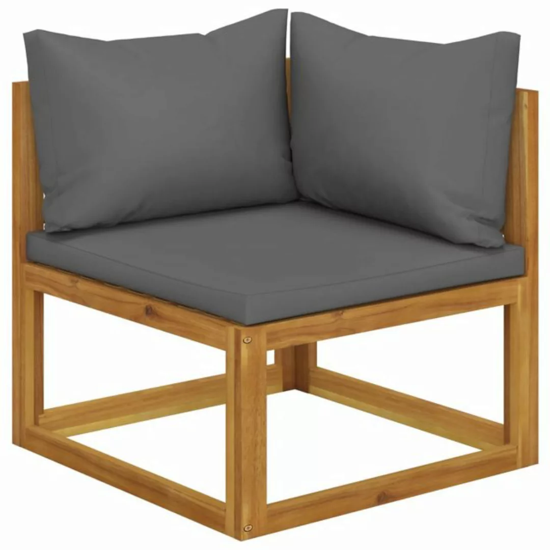 Modular-ecksofa Mit Dunkelgrauen Kissen Akazie Massivholz günstig online kaufen