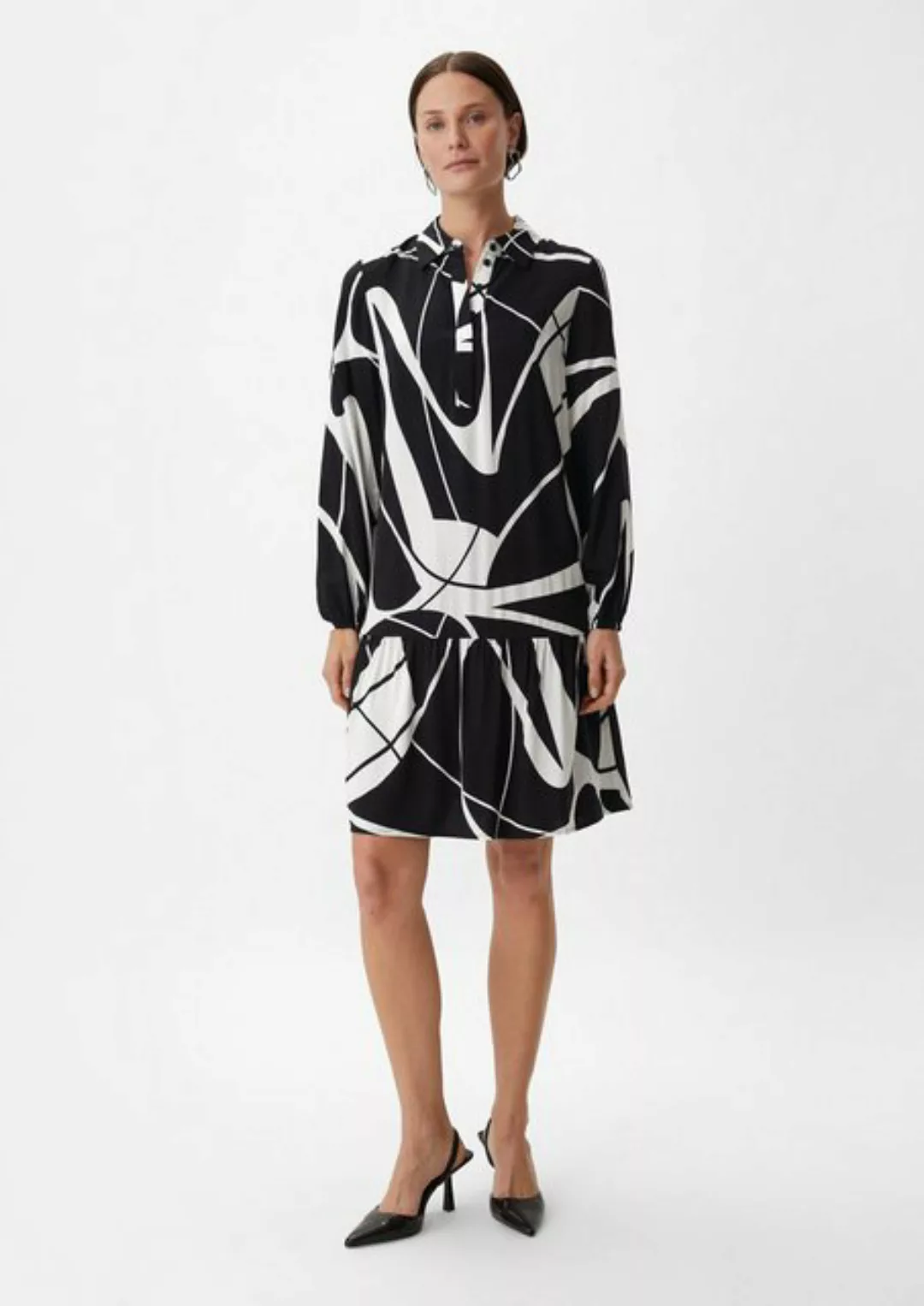 Comma Minikleid Kleid aus Viskose mit All-over-Print Volants günstig online kaufen