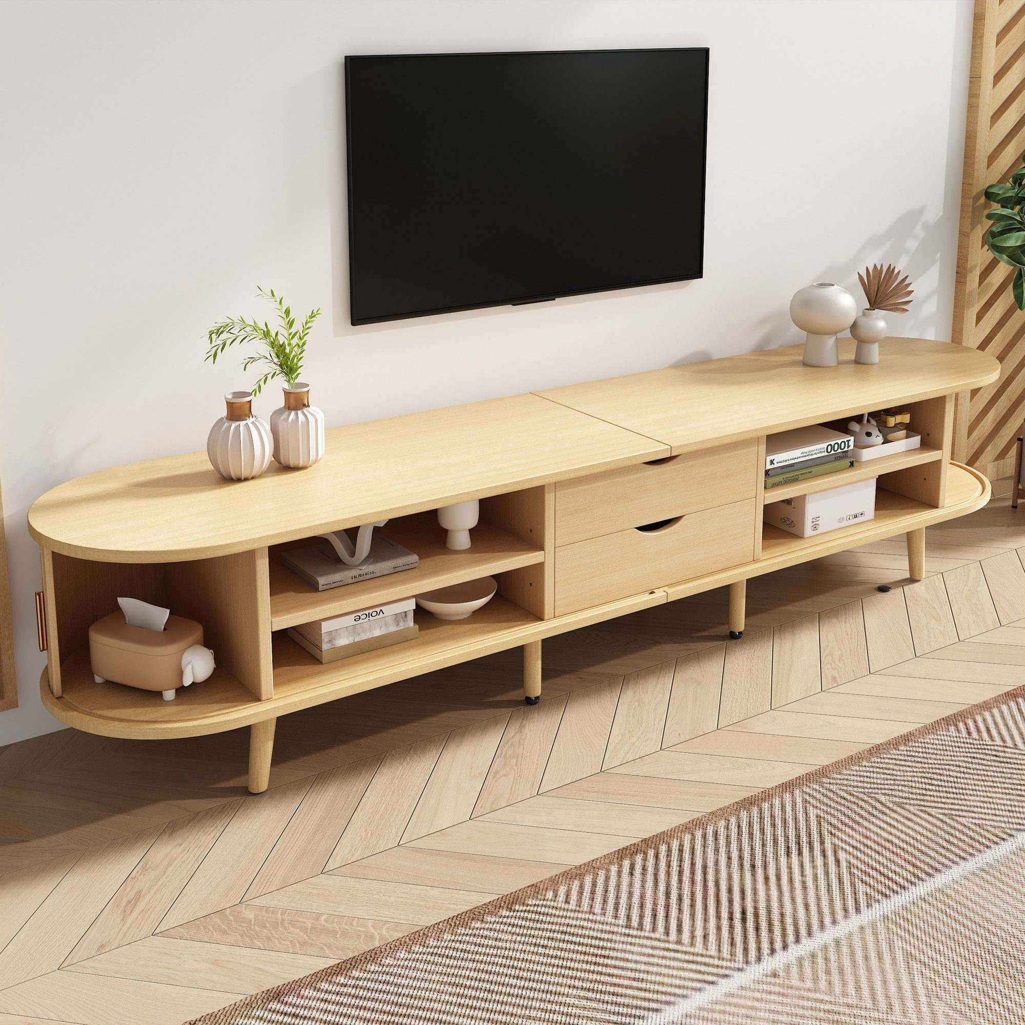 OKWISH Lowboard mit Stauraum, Holzmaserung (Wohnzimmermöbel, günstig online kaufen