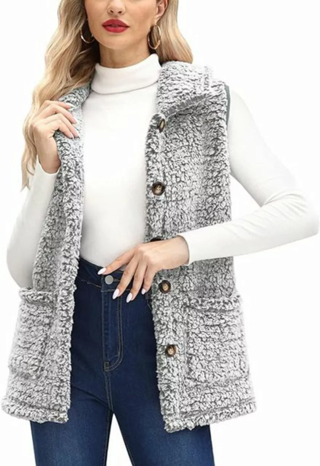 FIDDY Anzugweste Warme ärmellose Taschenweste für Damen im Herbst und Winte günstig online kaufen