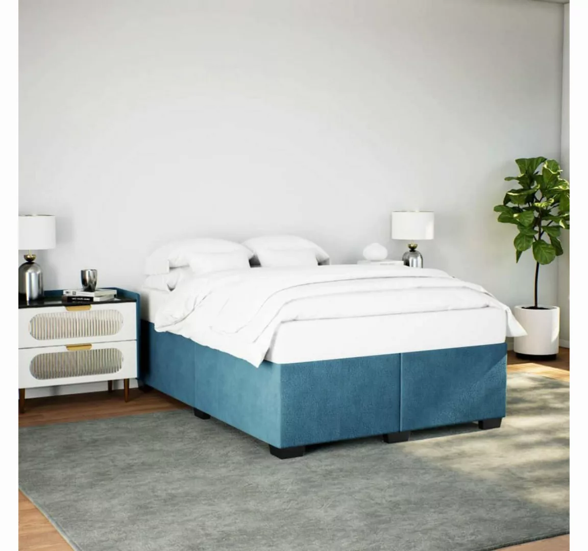 furnicato Bettgestell Blau 140x190 cm Samt günstig online kaufen