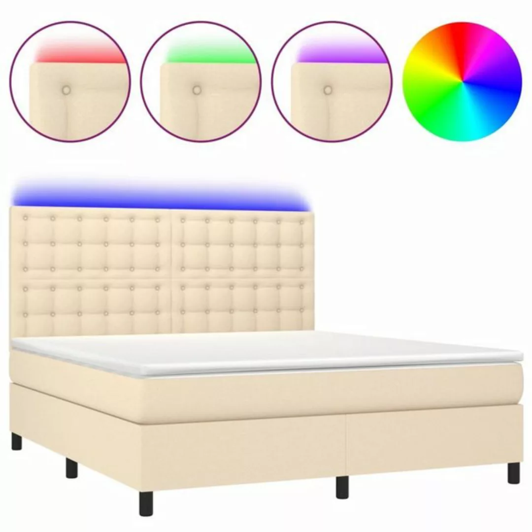 vidaXL Boxspringbett Boxspringbett mit Matratze LED Creme 180x200 cm Stoff günstig online kaufen