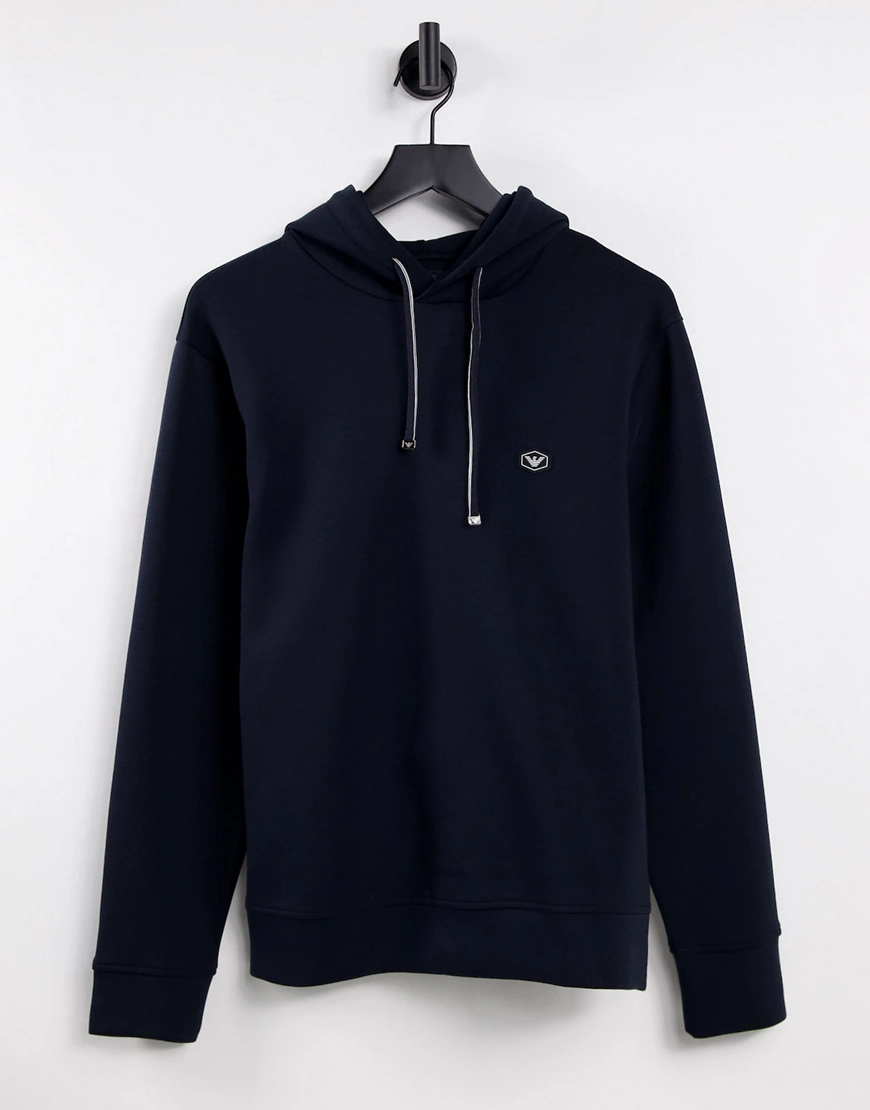 Emporio Armani – Kapuzenpullover mit kleinem Logo in Marineblau günstig online kaufen