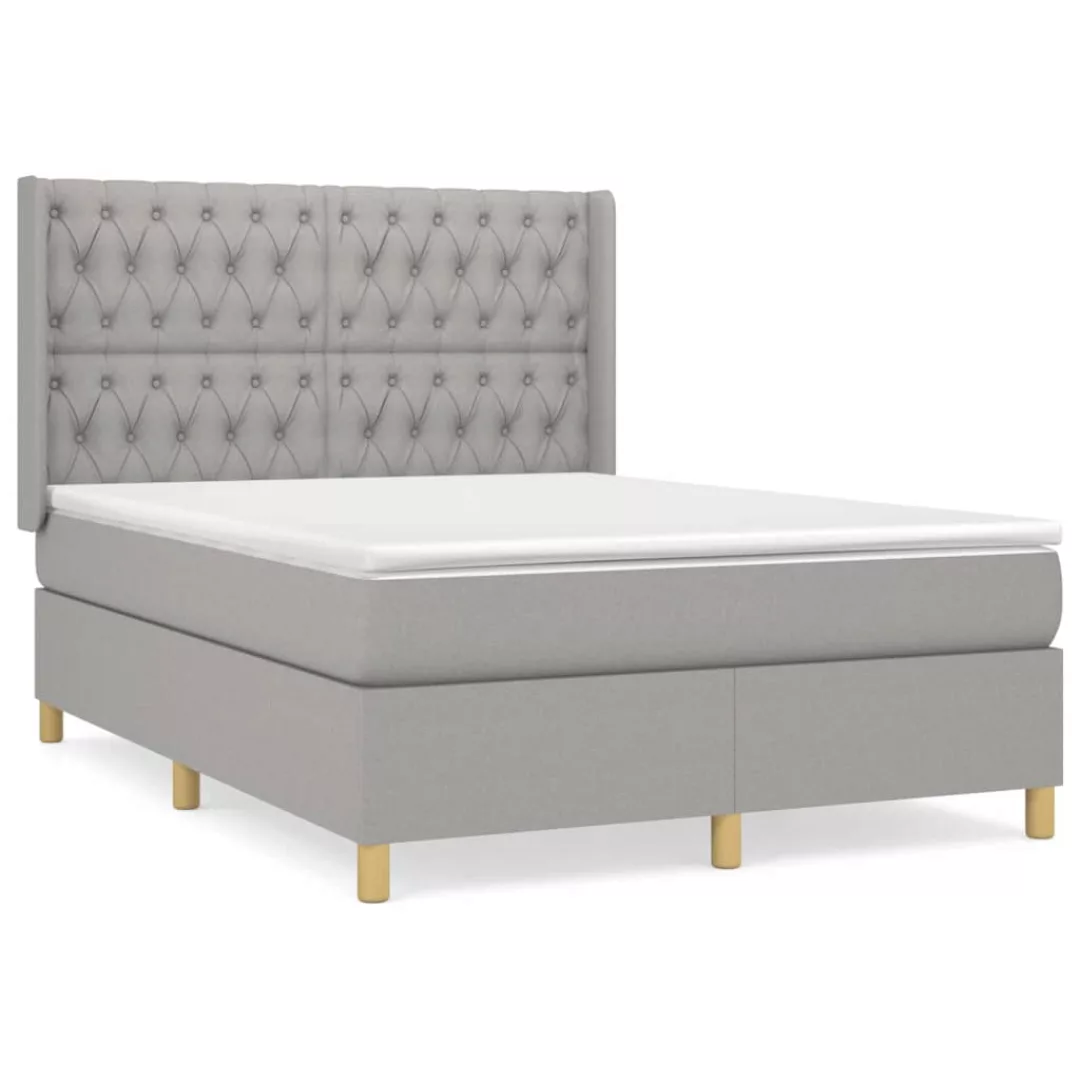 Vidaxl Boxspringbett Mit Matratze Hellgrau 140x200 Cm Stoff günstig online kaufen