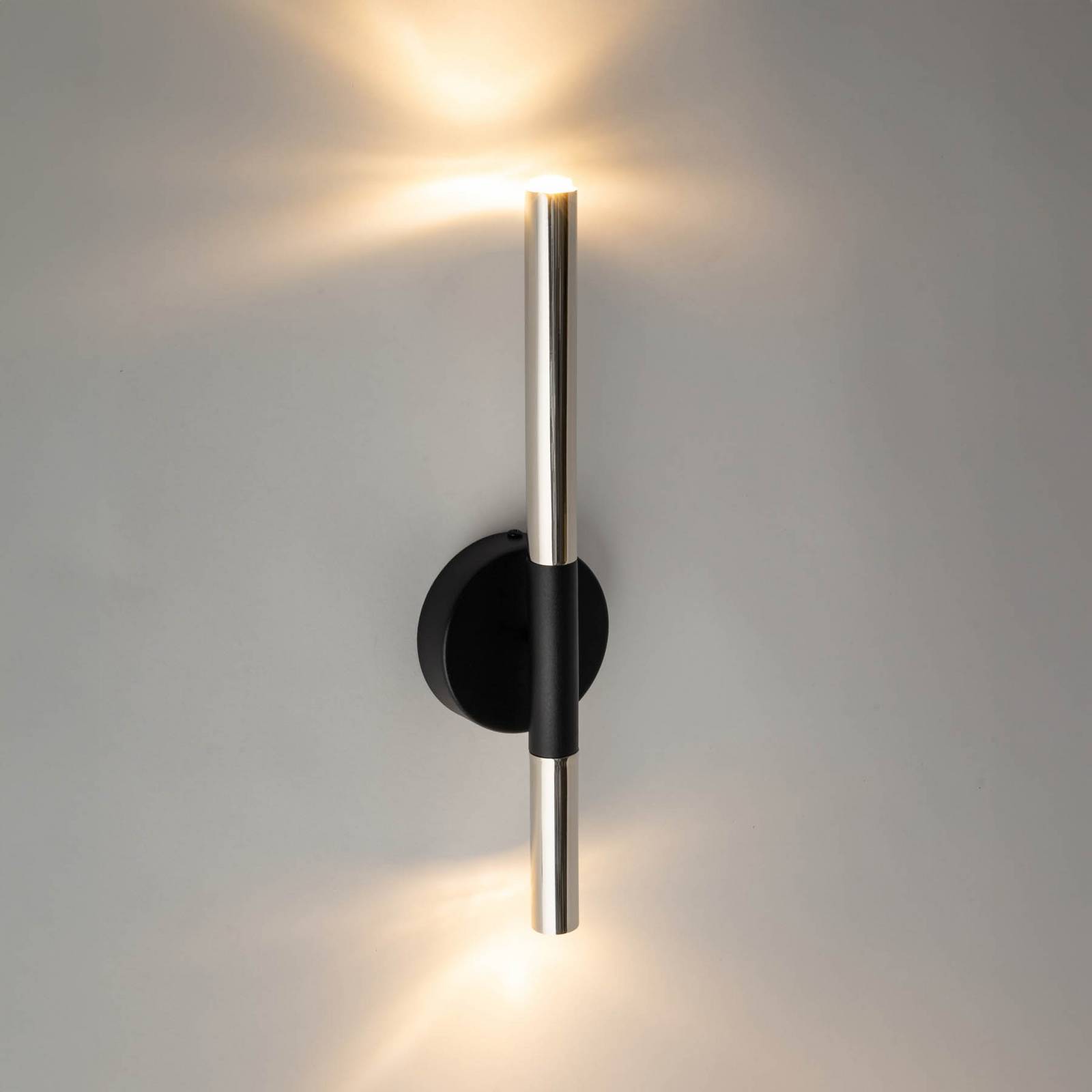 Wandleuchte Sopel Lux, 2-flammig, schwarz/silber, Höhe 38 cm günstig online kaufen