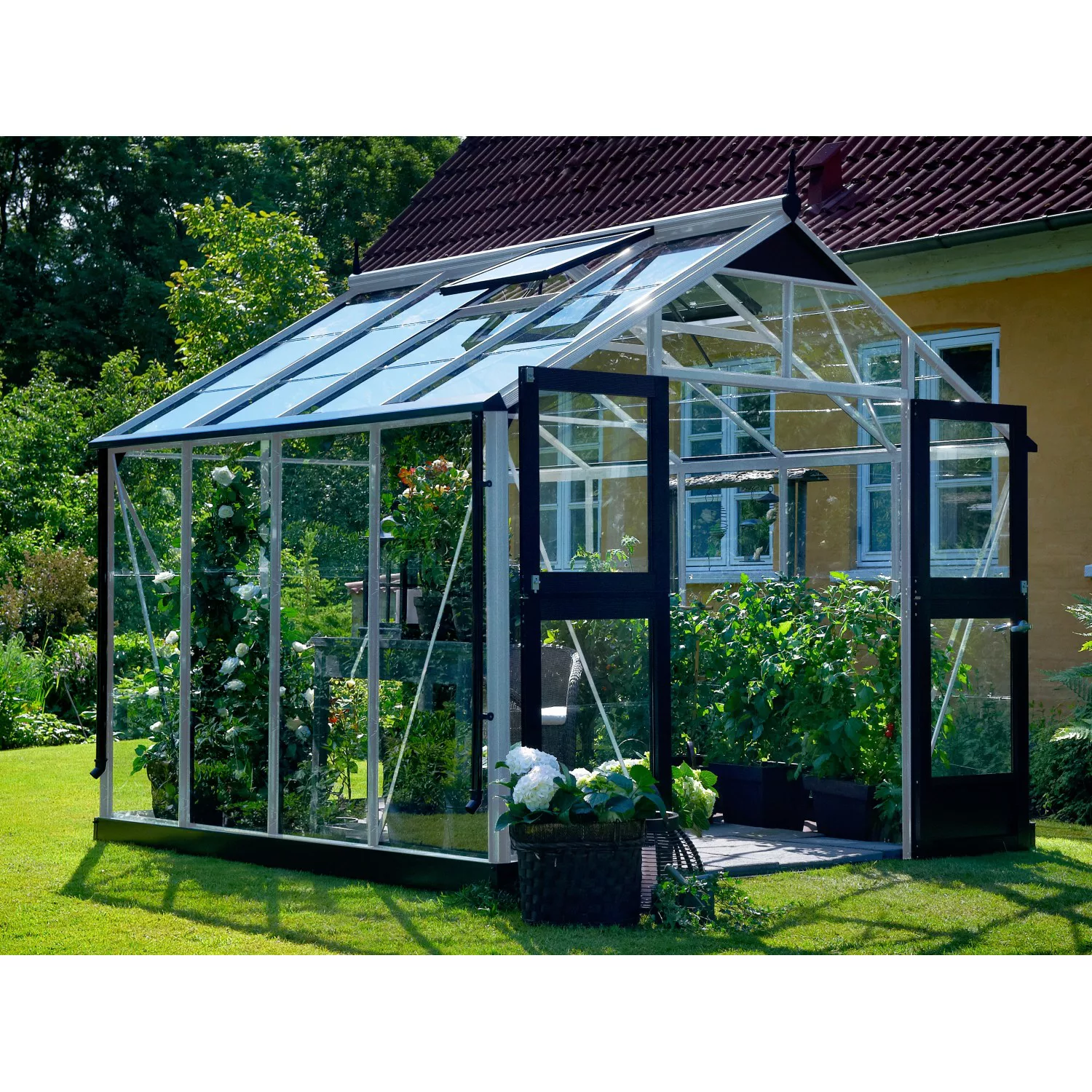 Juliana Gewächshaus Premium 8,8 m² 3 mm Sicherheitsglas Alu-Schwarz günstig online kaufen