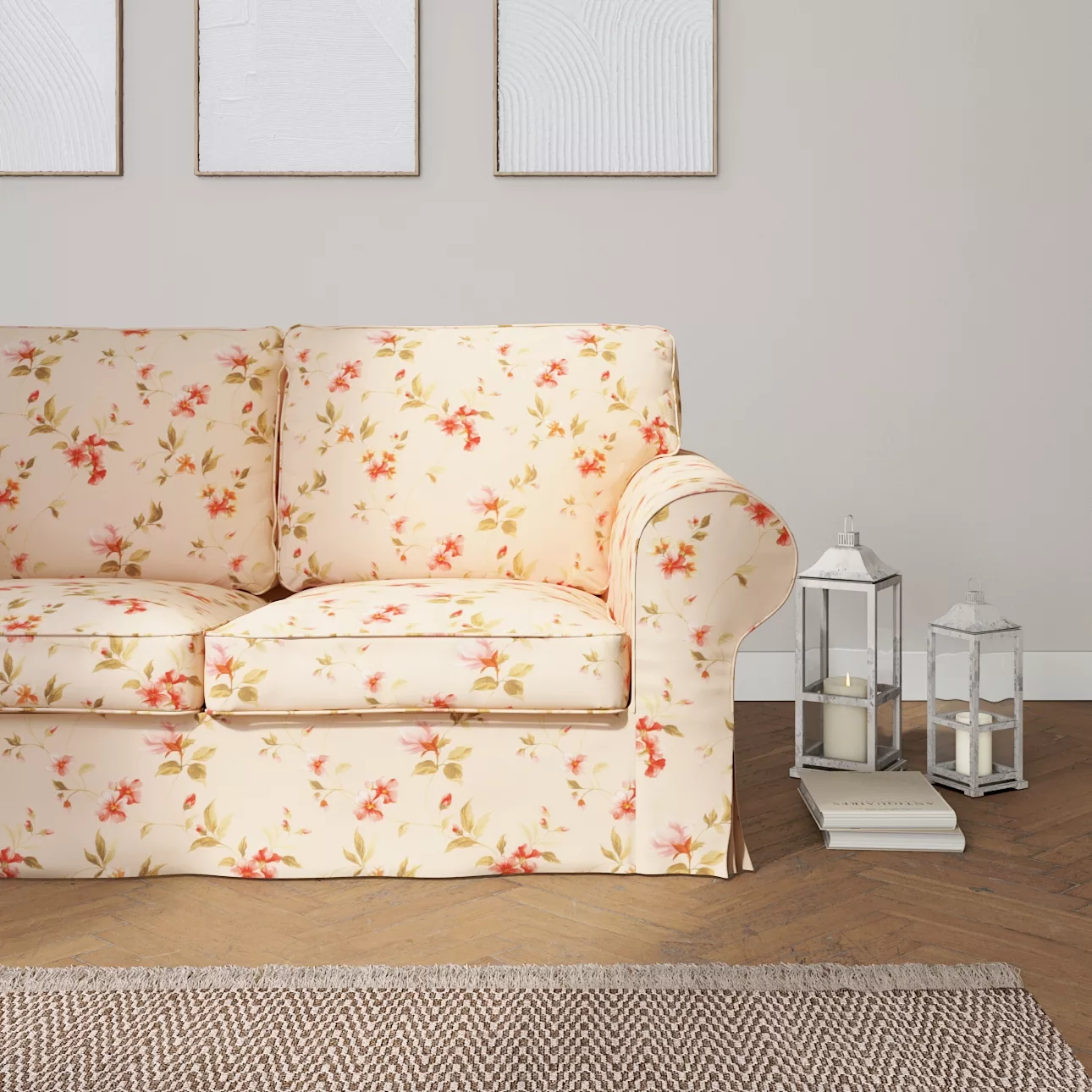 Bezug für Ektorp 2-Sitzer Sofa nicht ausklappbar, creme-rosa, Sofabezug für günstig online kaufen