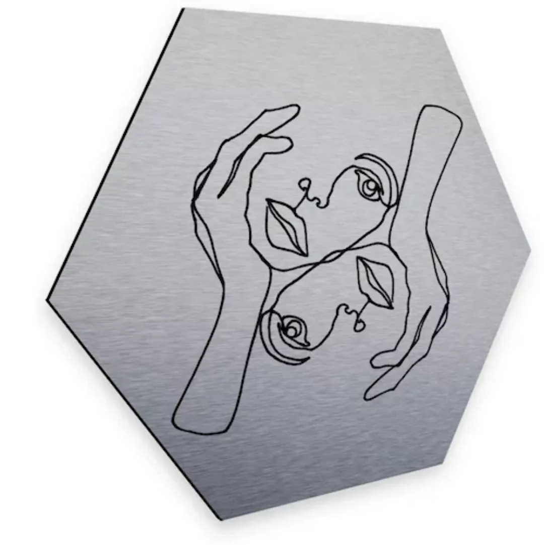 Wall-Art Metallbild "Yin Yang Wanddeko Silber Hexagon", (1 St.) günstig online kaufen
