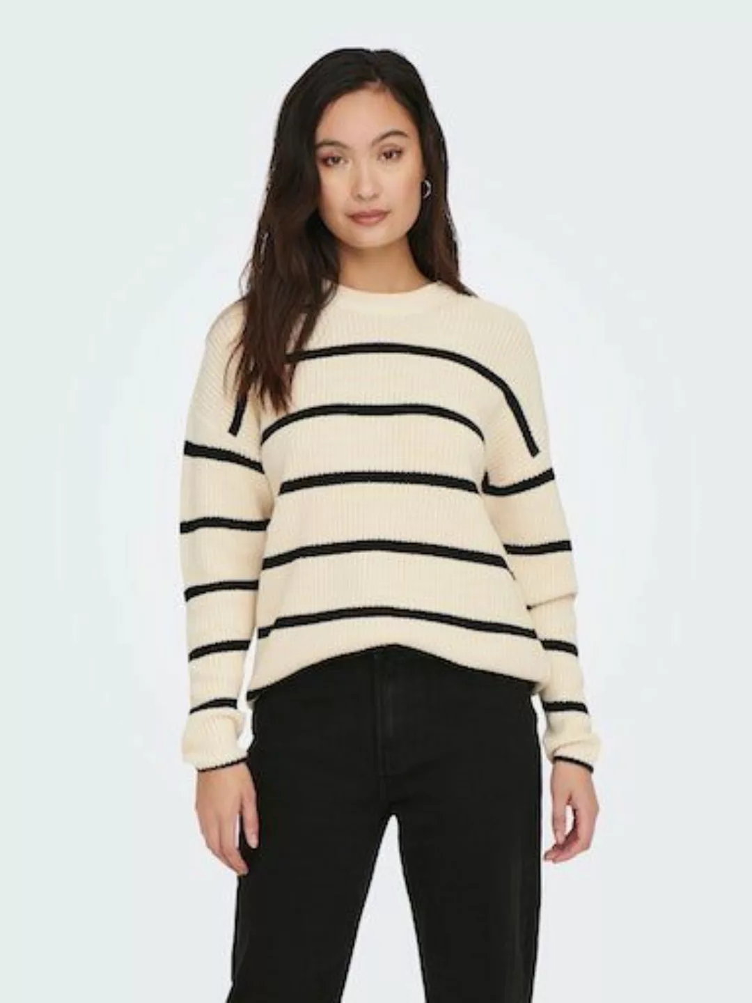 ONLY Rundhalspullover ONLPERNILLE LS STRIPE O-NECK KNT NOOS günstig online kaufen