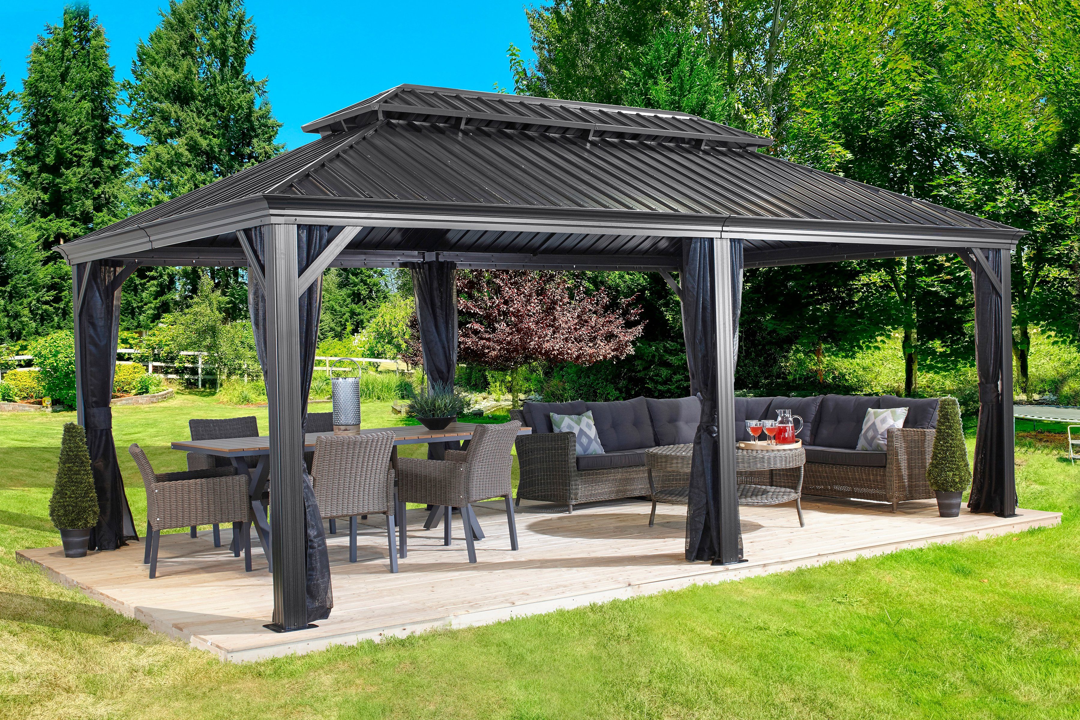 Sojag Pavillon "Gazebo Messina", (Set), BxT: 363x598 cm, mit 6 Moskitonetze günstig online kaufen