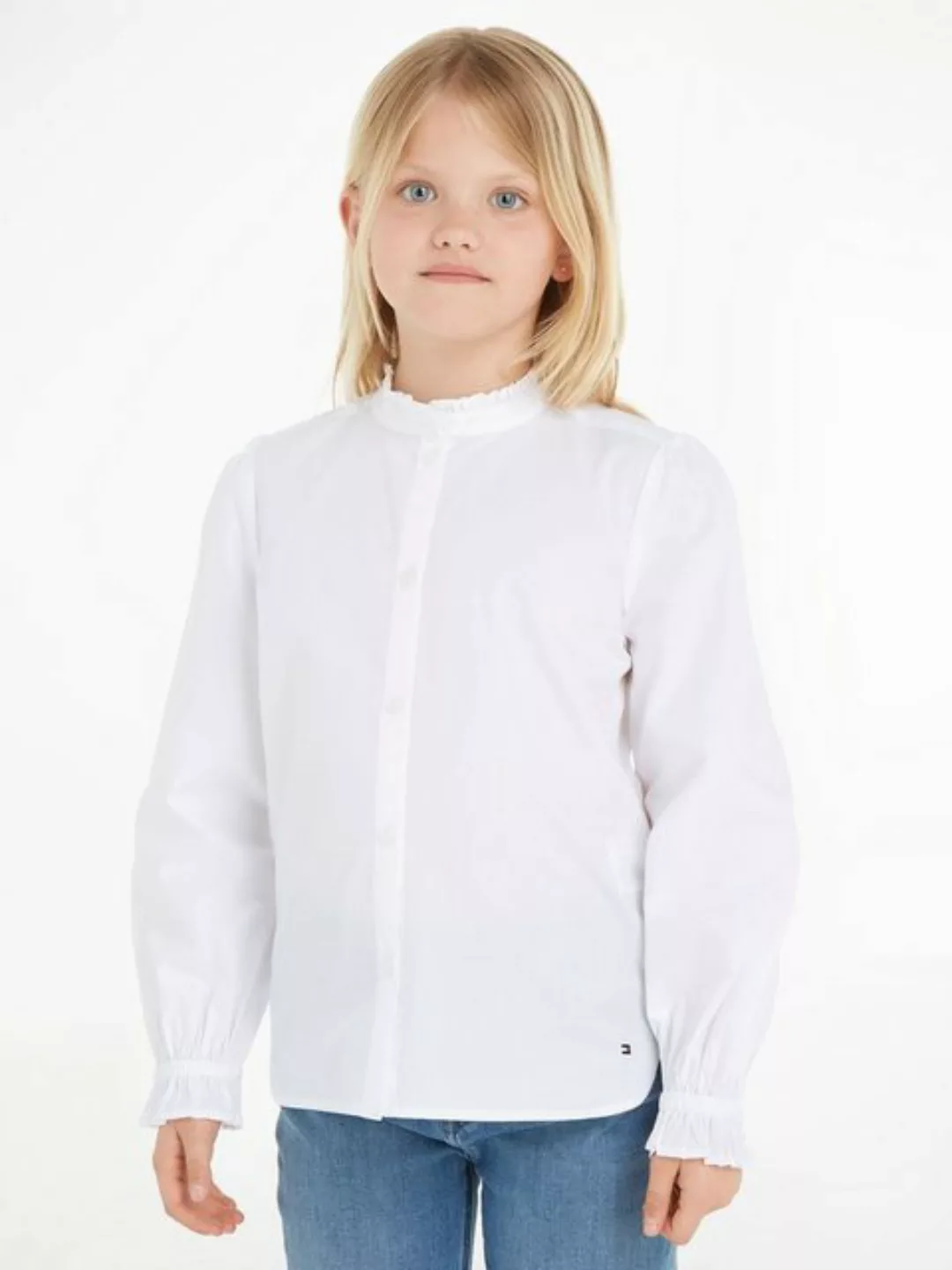 Tommy Hilfiger Rüschenbluse RUFFLE COLLAR SHIRT Stehkragen & Ärmelabschluss günstig online kaufen