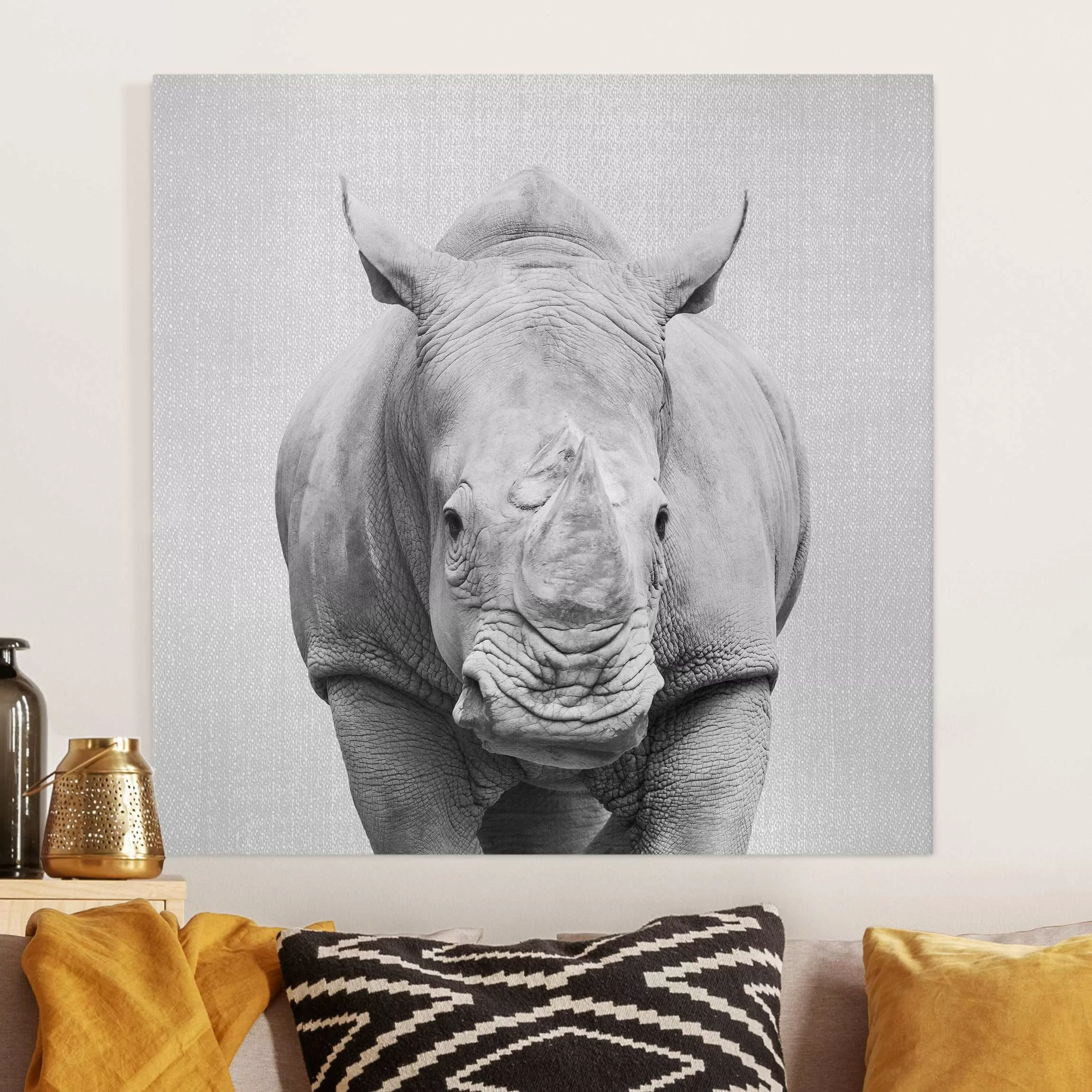 Leinwandbild Nashorn Nora Schwarz Weiß günstig online kaufen