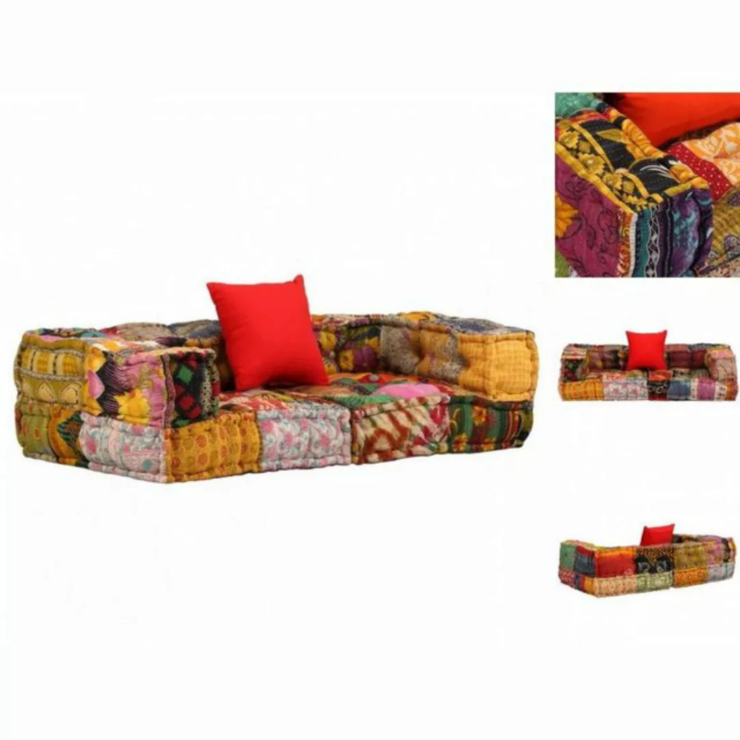 vidaXL Sofa 2-Sitzer Modularer Pouf Patchwork Stoff günstig online kaufen