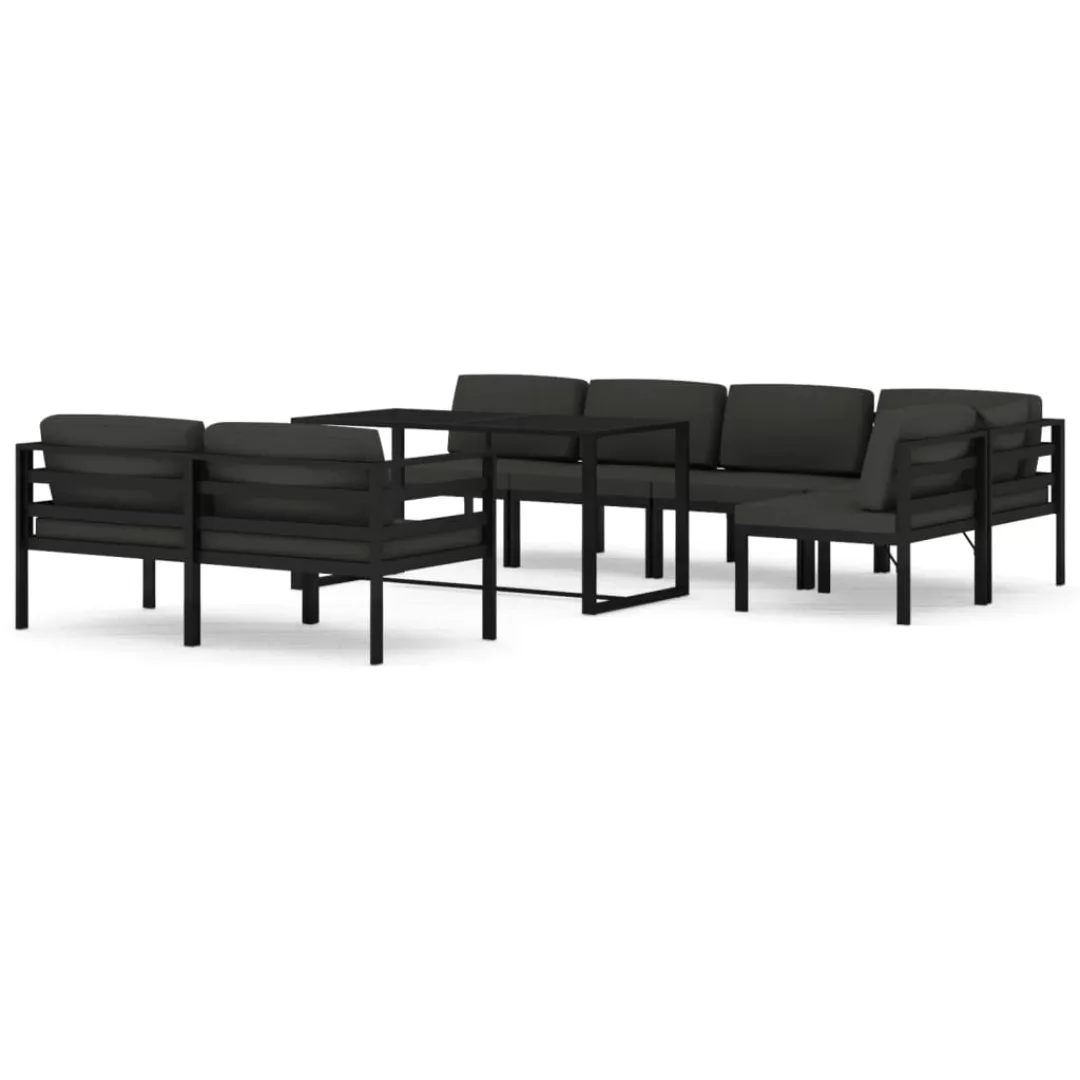 Vidaxl 8-tlg. Garten-lounge-set Mit Kissen Aluminium Anthrazit günstig online kaufen