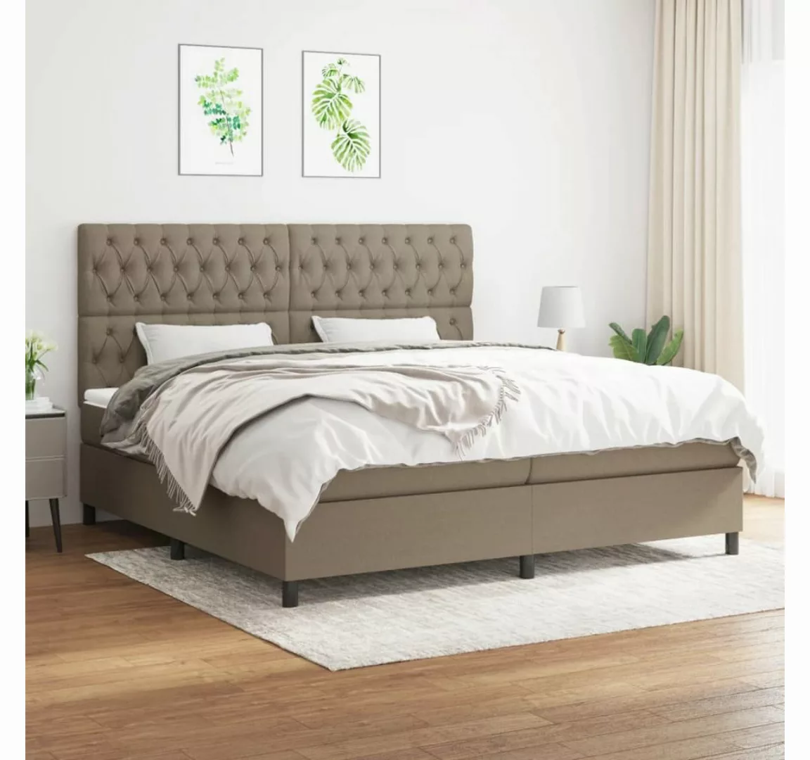 vidaXL Boxspringbett Boxspringbett mit Matratze Taupe 200x200 cm Stoff Bett günstig online kaufen