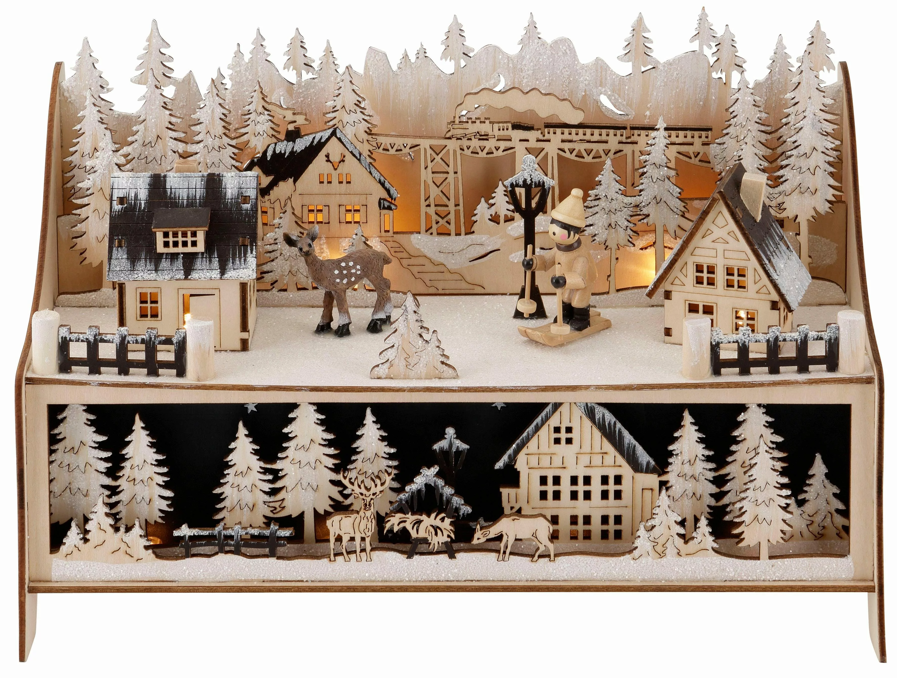 Home affaire Lichterbogen "Lichtersockel, Weihnachtsdeko", aus Holz, mit vi günstig online kaufen