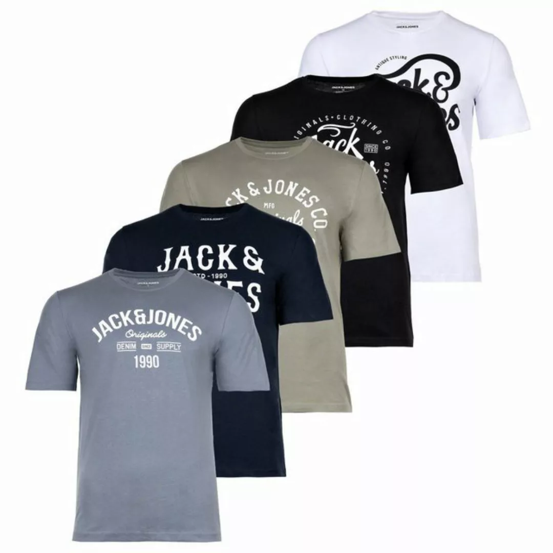 Jack & Jones T-Shirt Herren T-Shirt, 5er Pack - JJLEOGRA TEE CREW NECK, (Pa günstig online kaufen