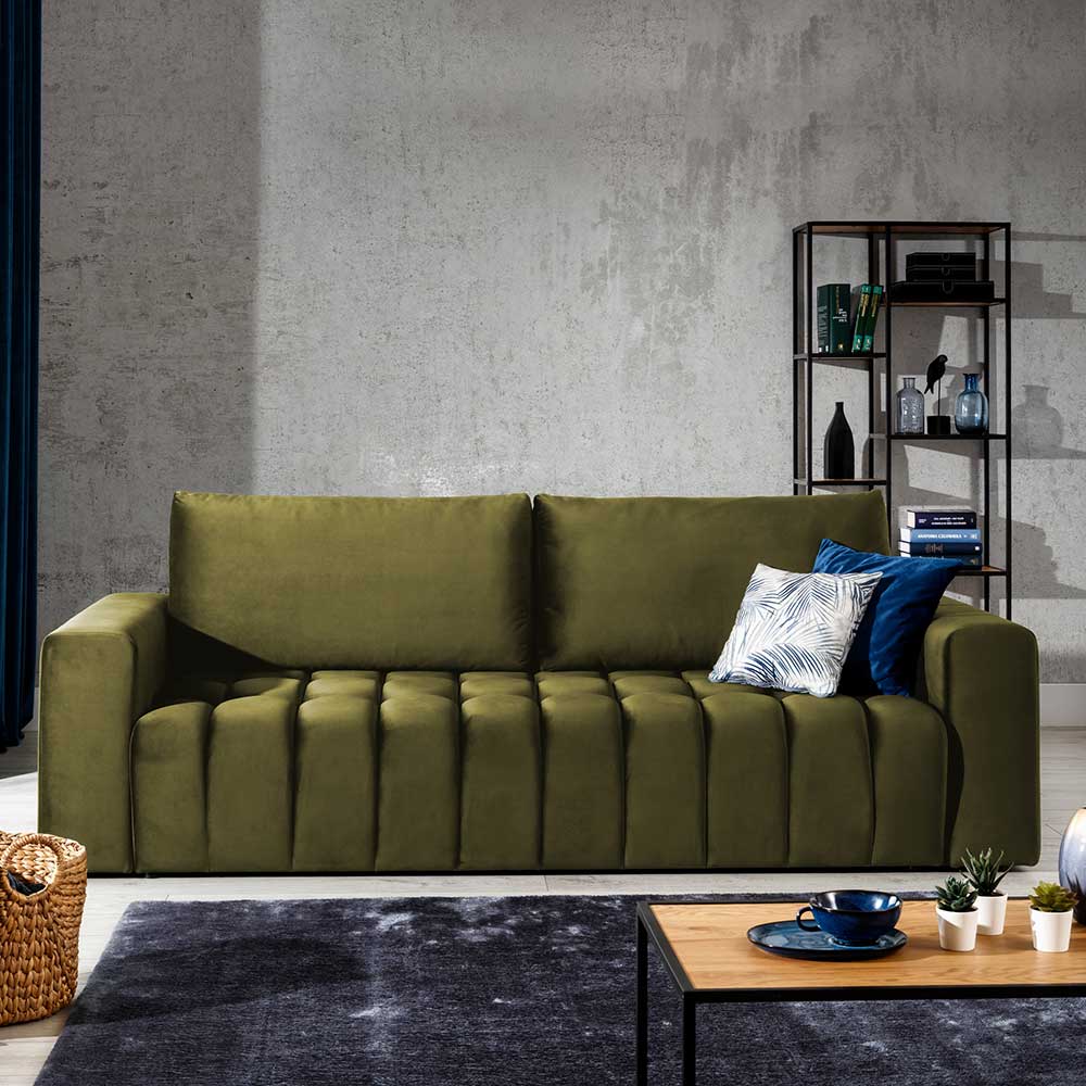 Sofa Dreisitzer Sofa aus Velours mit Armlehnen günstig online kaufen