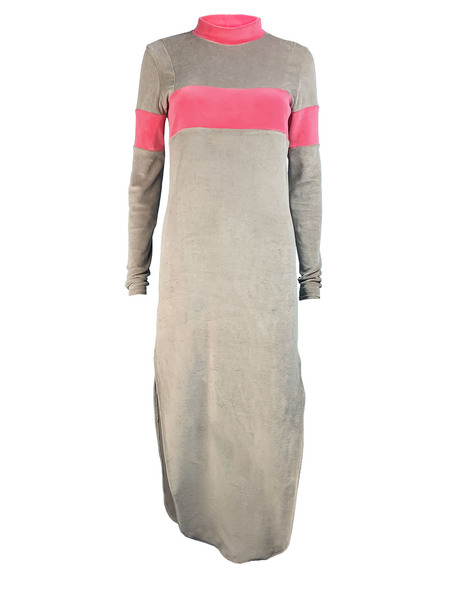 "Blocks" Maxi Kleid Nicki Samt Beige/pink günstig online kaufen