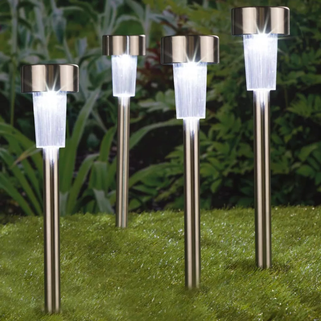 Hi Led Solar Gartenleuchte 4 Stk. Edelstahl 36 Cm günstig online kaufen