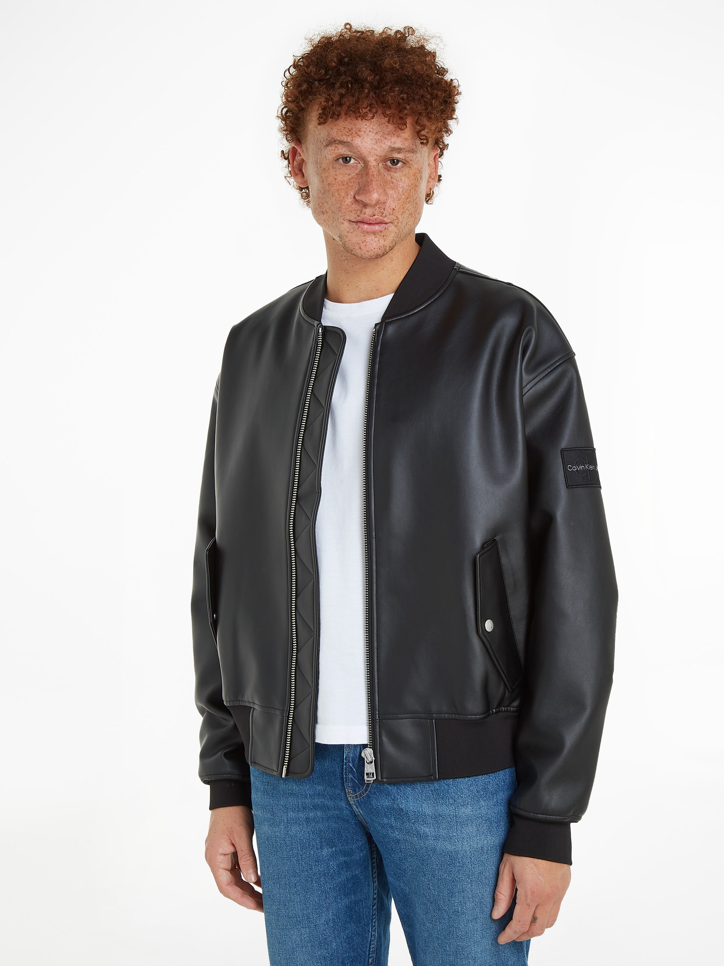 Calvin Klein Jeans Collegejacke "FAUX LEATHER BOMBER", in Lederoptik günstig online kaufen