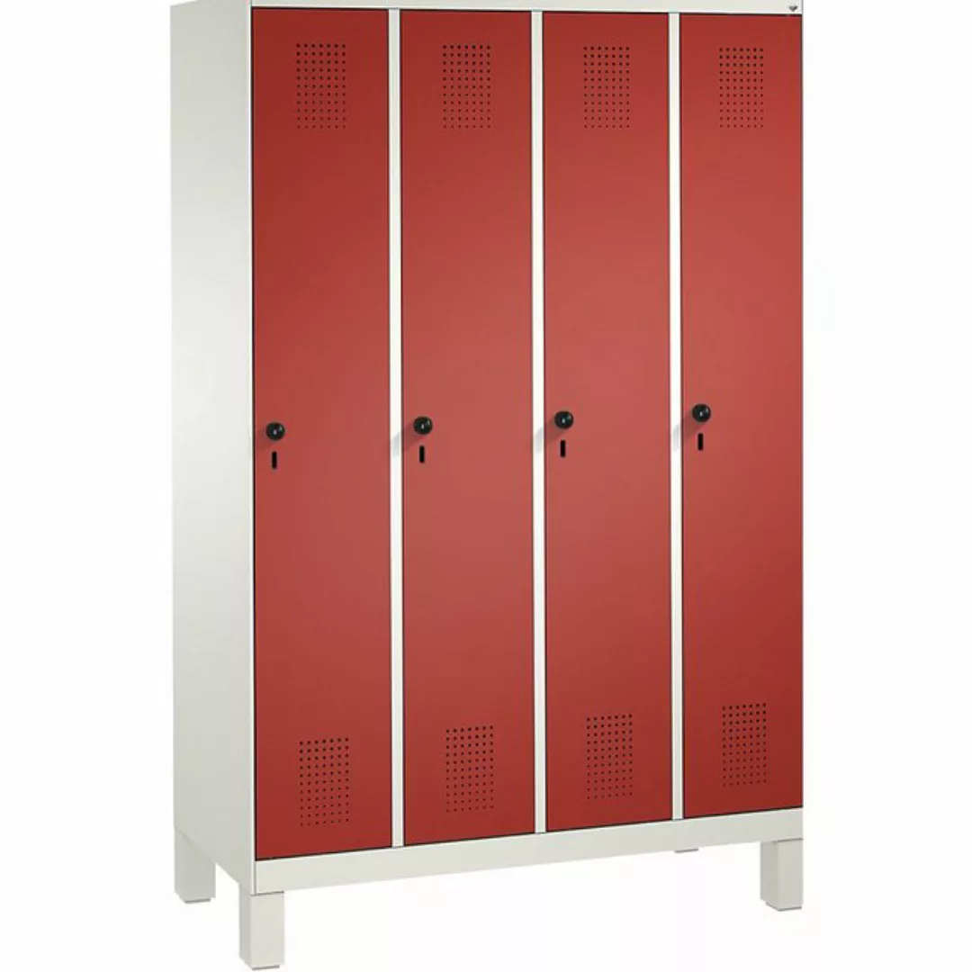 C+P Garderobenschrank HxBxT 1850 x 1200 x 500 mm verkehrsweiß, feuerrot günstig online kaufen