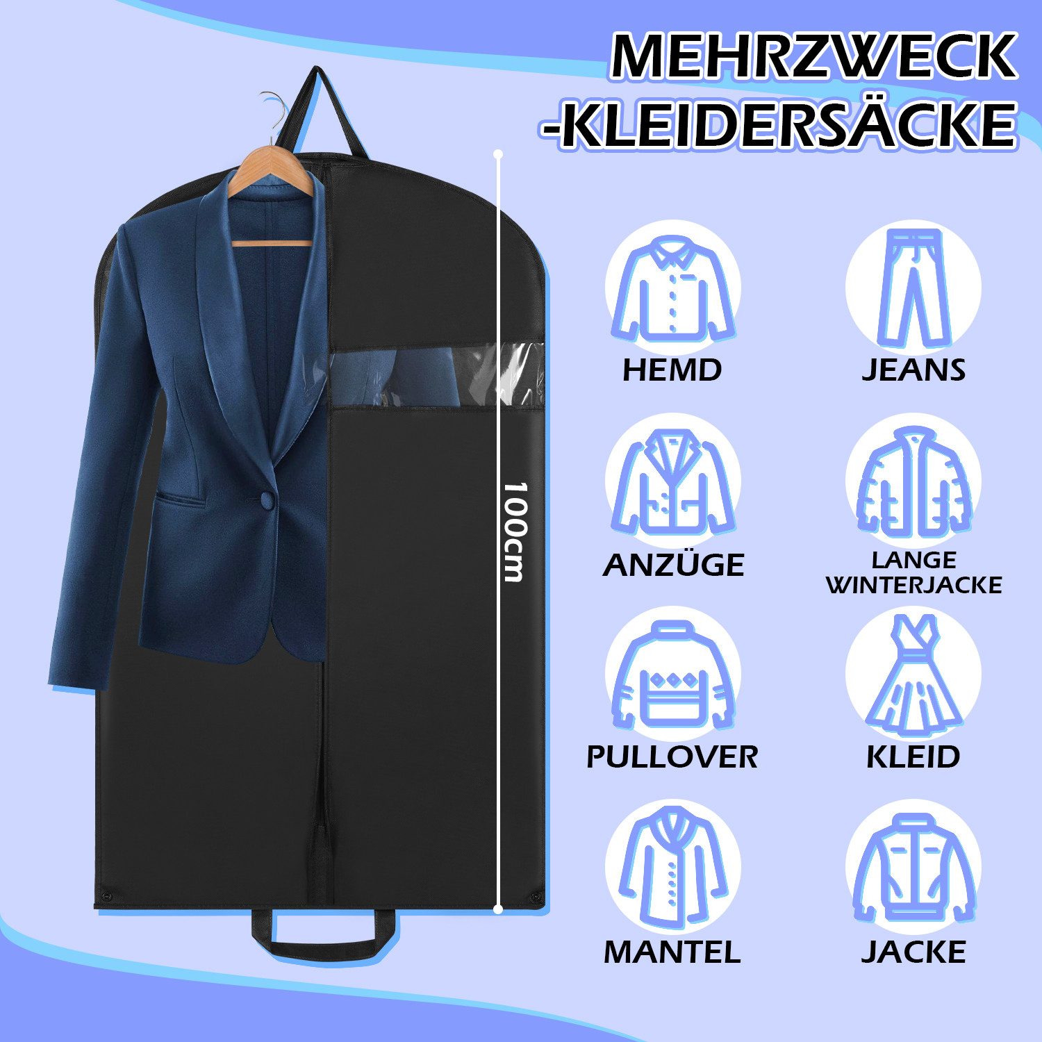 Clanmacy Sitzsack 3St. Kleidersack 100x60cm Kleiderhülle günstig online kaufen